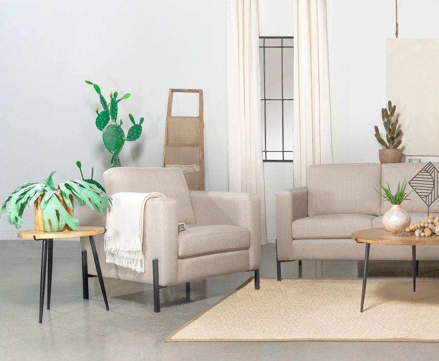 Tilly - Upholstered Track Arm Accent Chair - Oatmeal - Best Buy Furniture