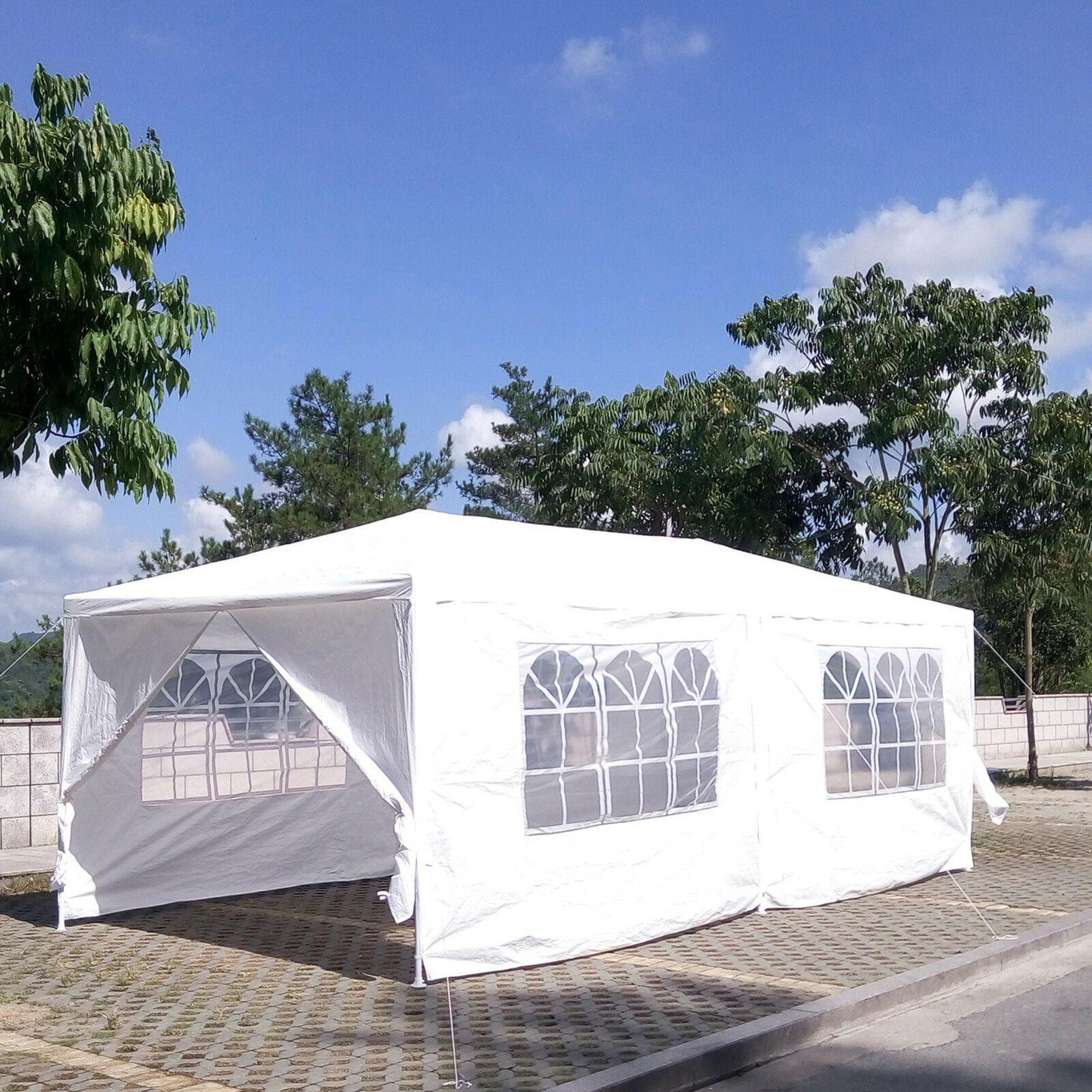Wedding Party Canopy Tent Outdoor Gazebo With 6 Removable Sidewalls - White - Best Buy Furniture