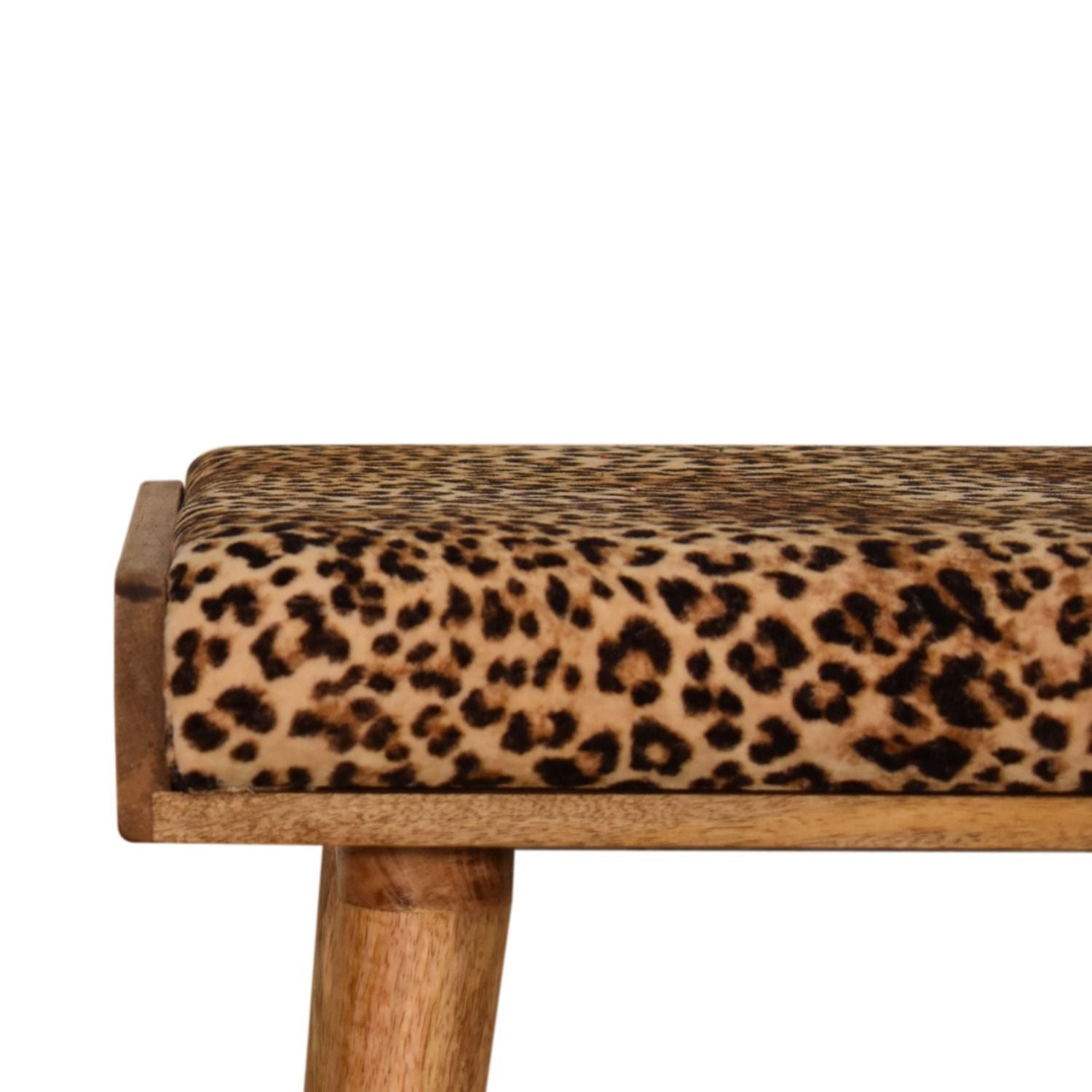 Leopard Velvet Tray Style Footstool - Brown Oak - Best Buy Furniture