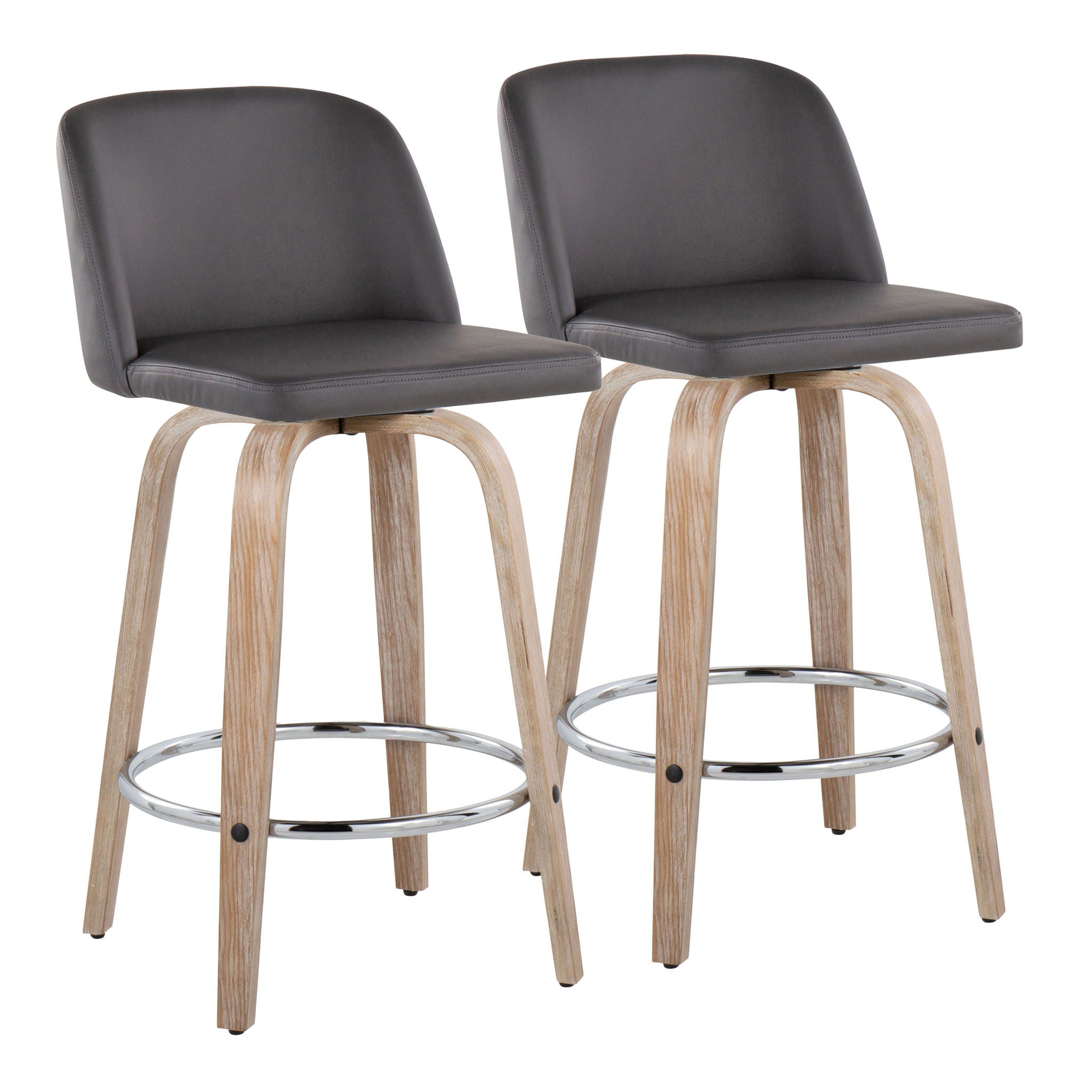 Toriano - Modern Design Fixed Height Counter Stool With Swivel With Round Footrest (Set of 2) - Best Buy Furniture