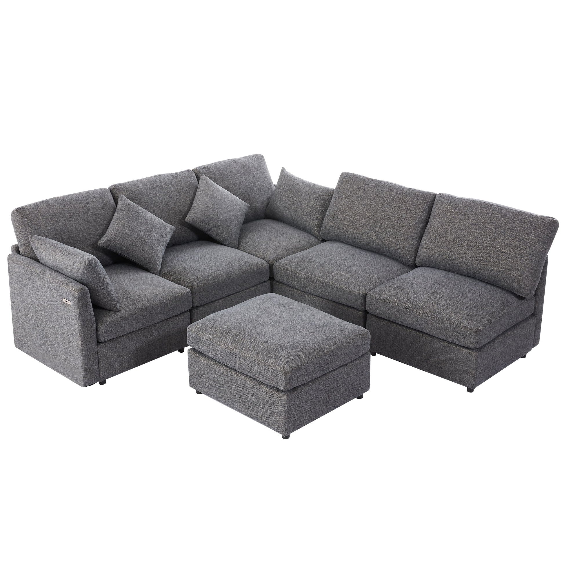Sectional Sofa Modular Sofa U - Shaped Sofa Couch Sofa Bed L - Shaped Sofa With A Movable Ottoman And Two USB Ports For Living Room - Best Buy Furniture