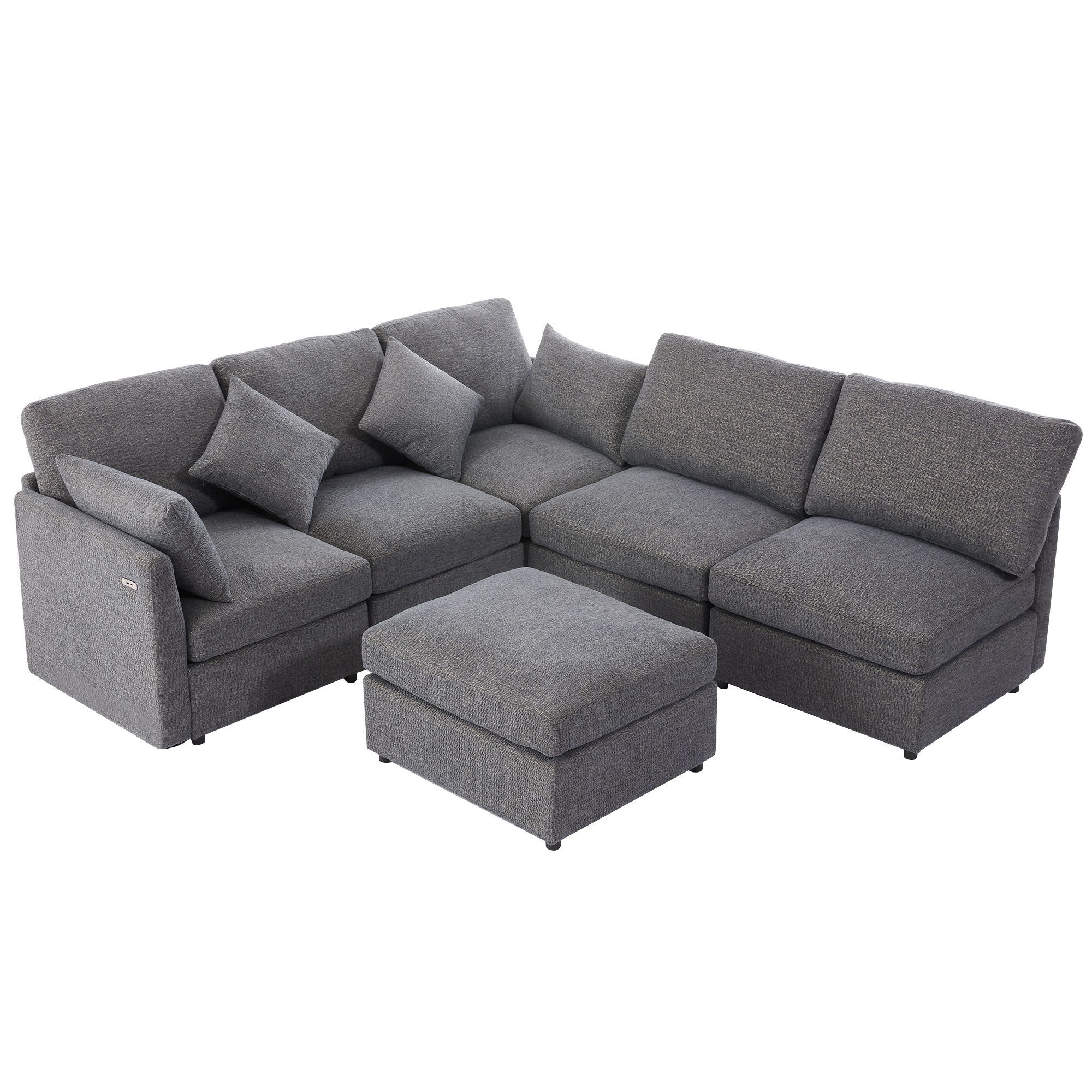 Sectional Sofa Modular Sofa U - Shaped Sofa Couch Sofa Bed L - Shaped Sofa With A Movable Ottoman And Two USB Ports For Living Room - Best Buy Furniture