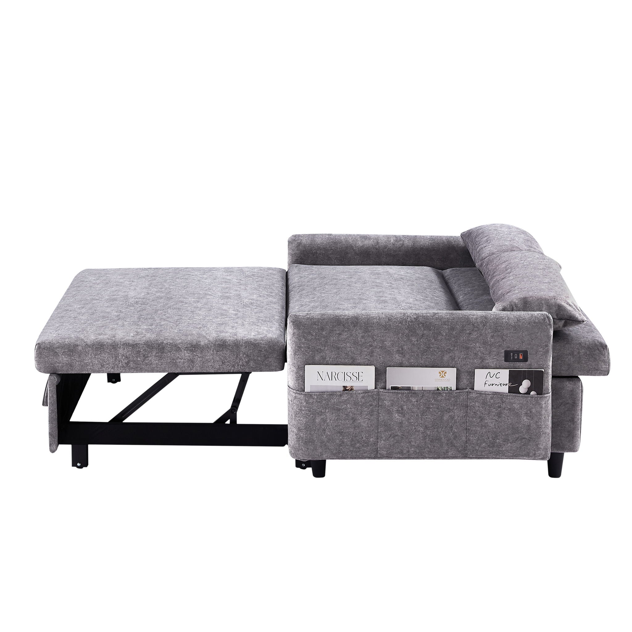 Pull Out Sleep Sofa Bed Loveseats Sofa Couch With Adjsutable Backrest, Storage Pockets, 2 Soft Pillows, USB Ports For Living Room, Bedroom, Apartment, Office - Best Buy Furniture