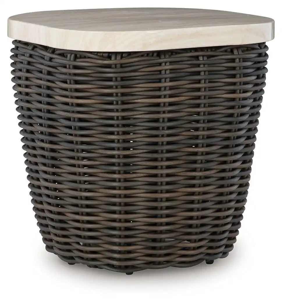 Kimora - Square End Table - Beige / Dark Brown - Best Buy Furniture