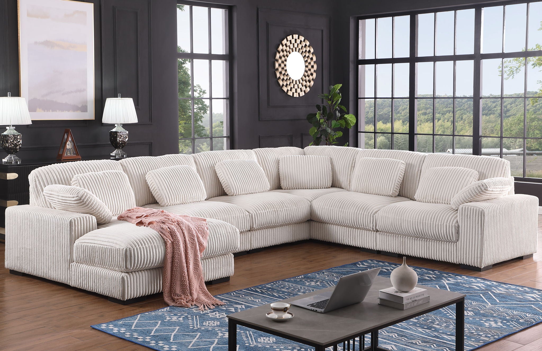 Nadine - Corduroy Modular Corner Sectional Sofa With Left Facing Chaise - Best Buy Furniture