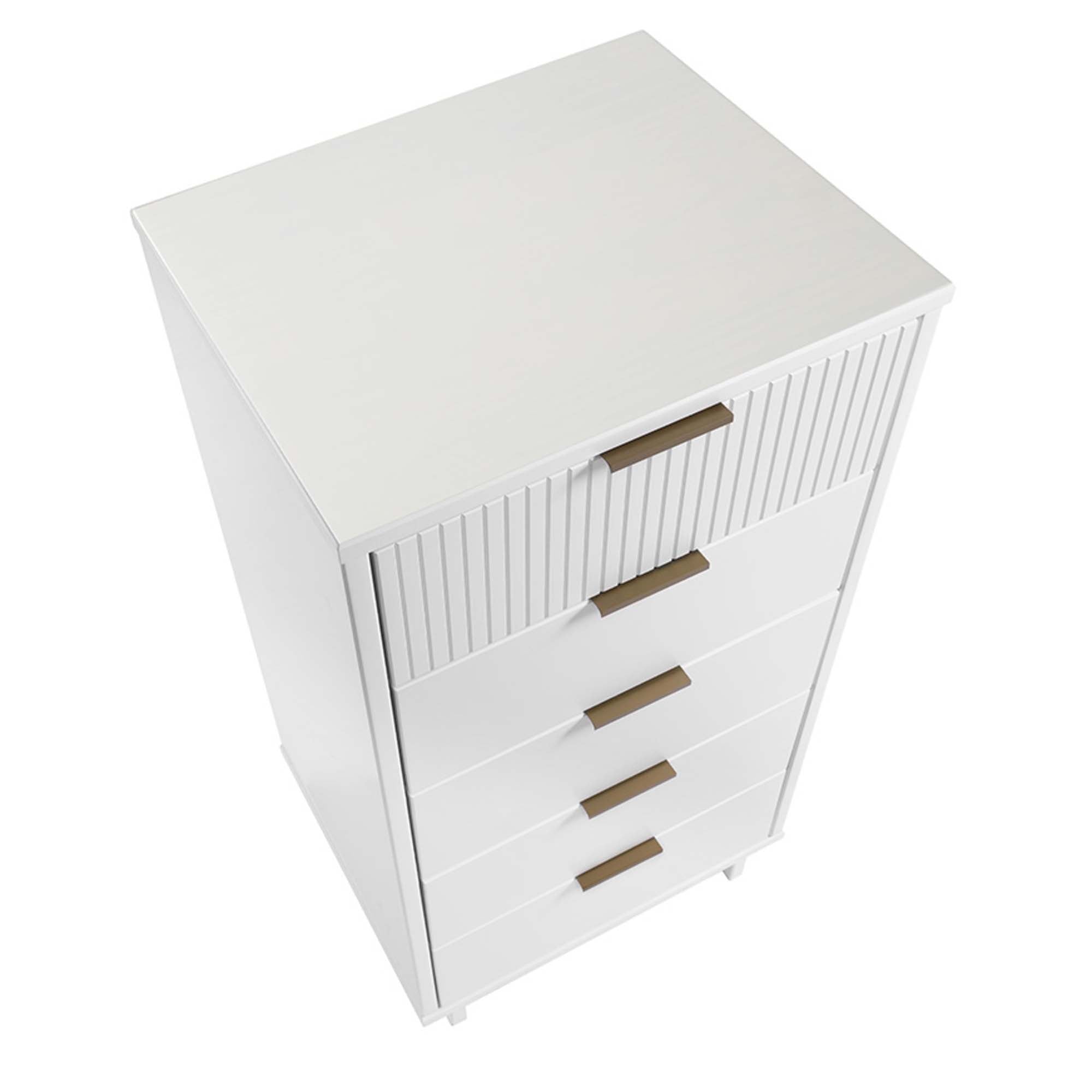 Granville - Tall Narrow Dresser With 5 Full Extension Drawers - White
