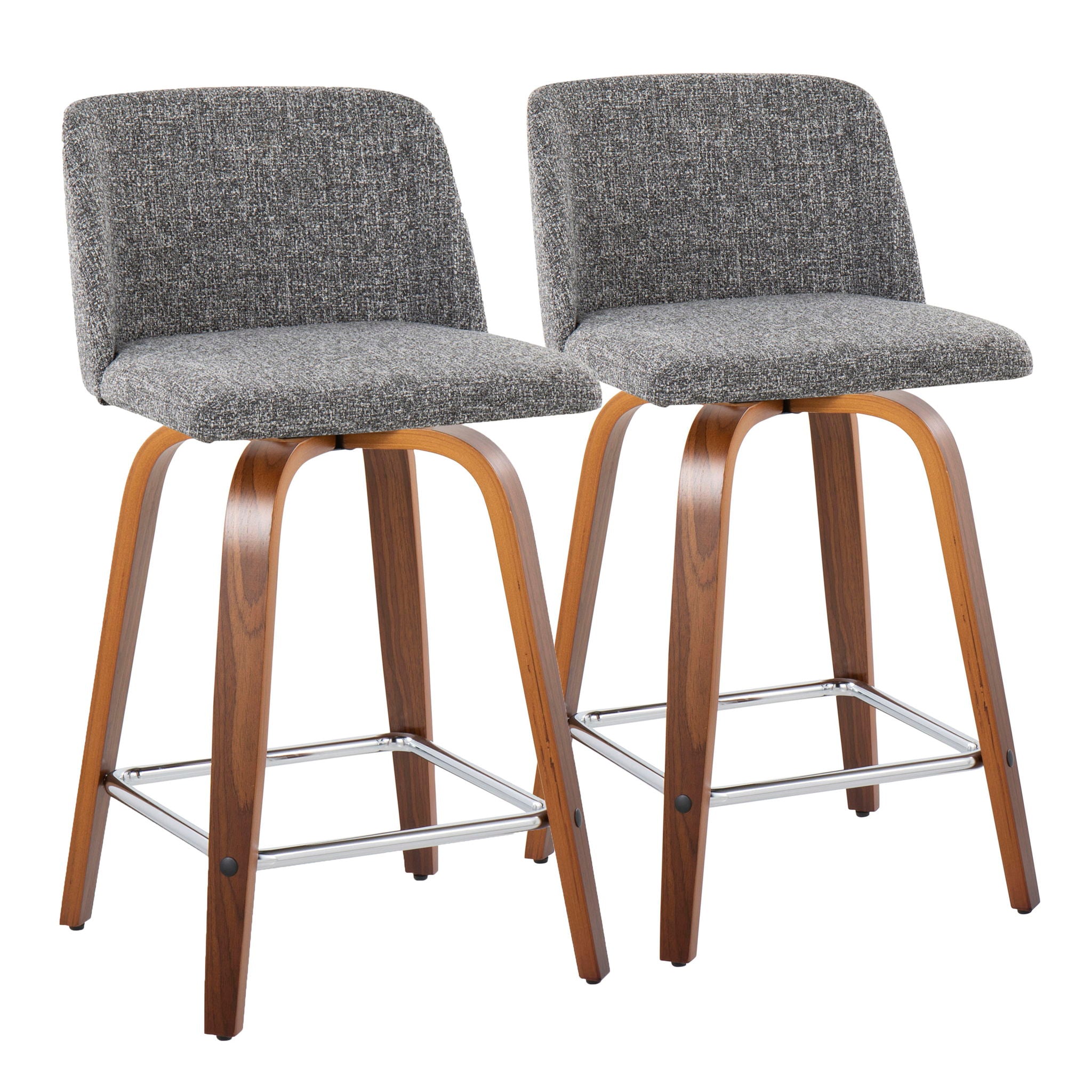 Toriano - Mid Century Modern Fixed Height Counter Stool With Swivel And Square Footrest (Set of 2) - Best Buy Furniture