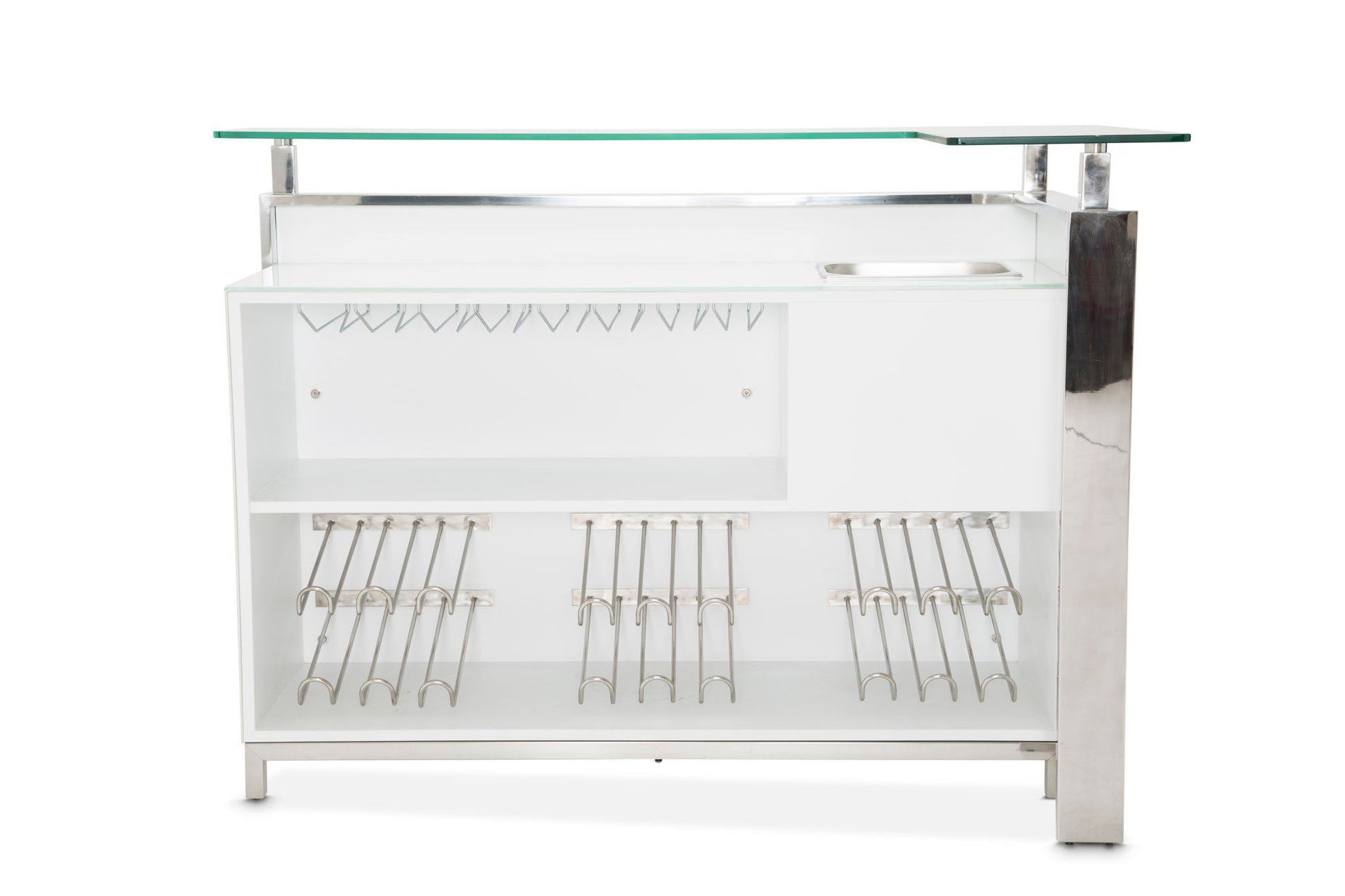 State St. - Bar With Glass Top - Glossy White - Best Buy Furniture