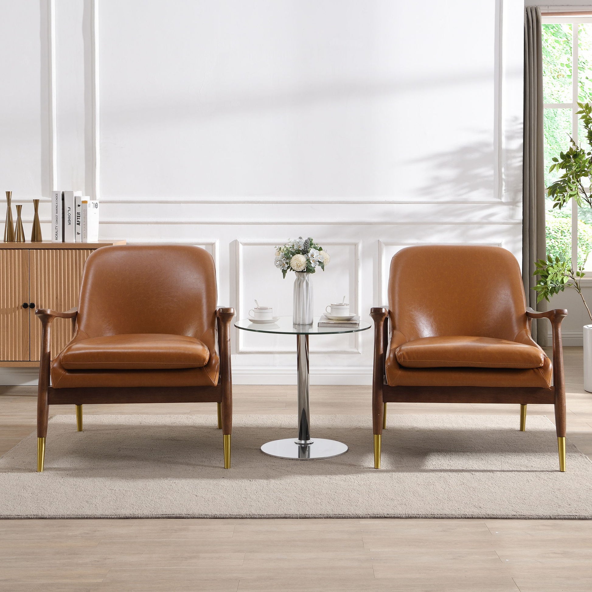 Mid - Century Accent Chair With Cushioned Seat, Brass Tipped Legs - Best Buy Furniture