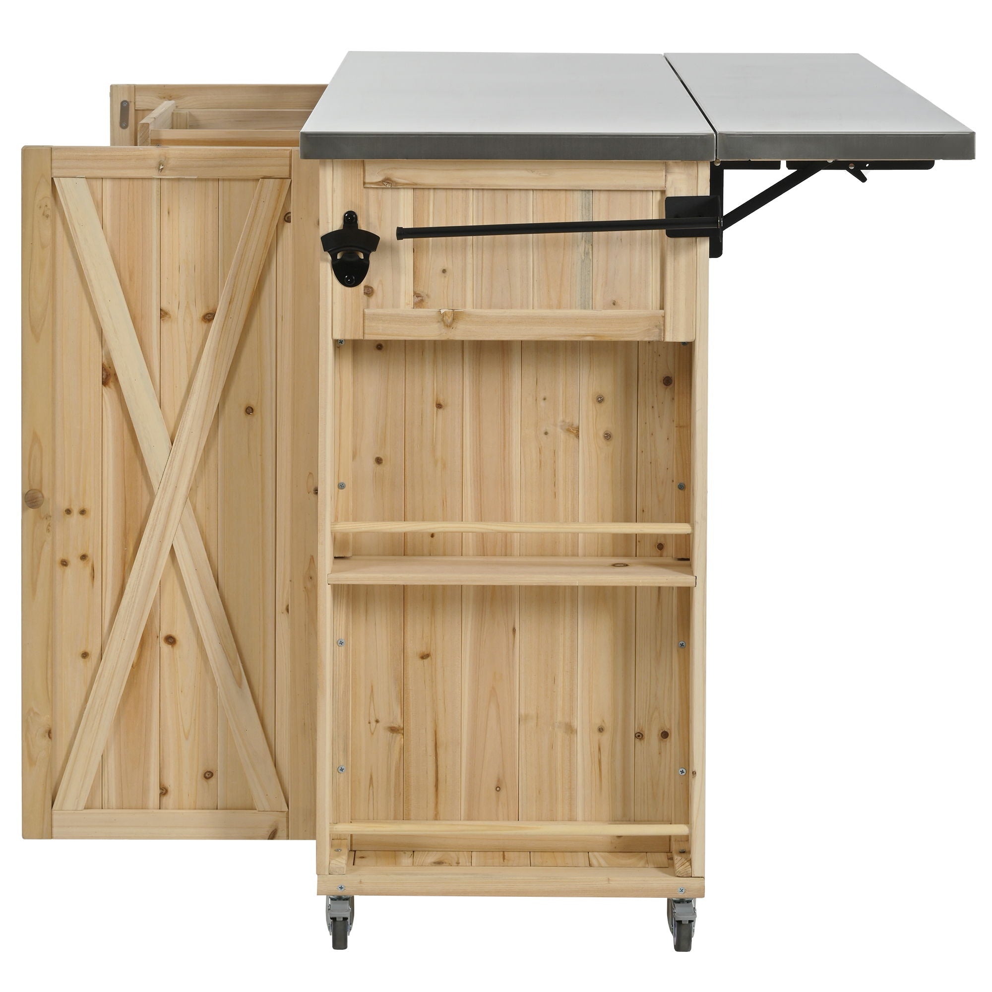 Outdoor Kitchen Island With Stainless Steel Top, Ample Storage Space, Towel And Spice Racks And A Bottle Opener - Best Buy Furniture