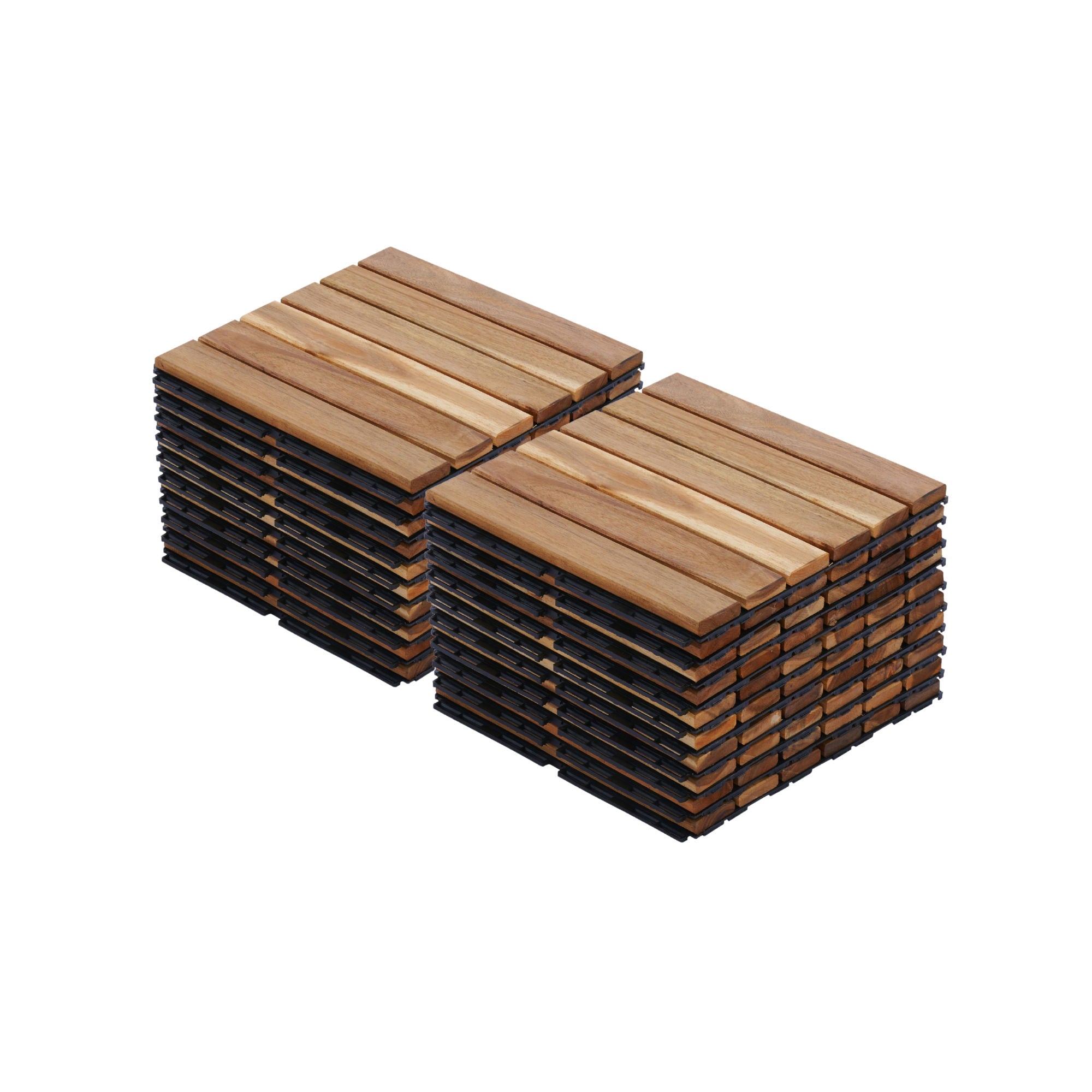 Interlocking Deck Tiles Striped Pattern, Square Acacia Hardwood Outdoor Flooring For Patio, Bancony, Pool Side - Best Buy Furniture