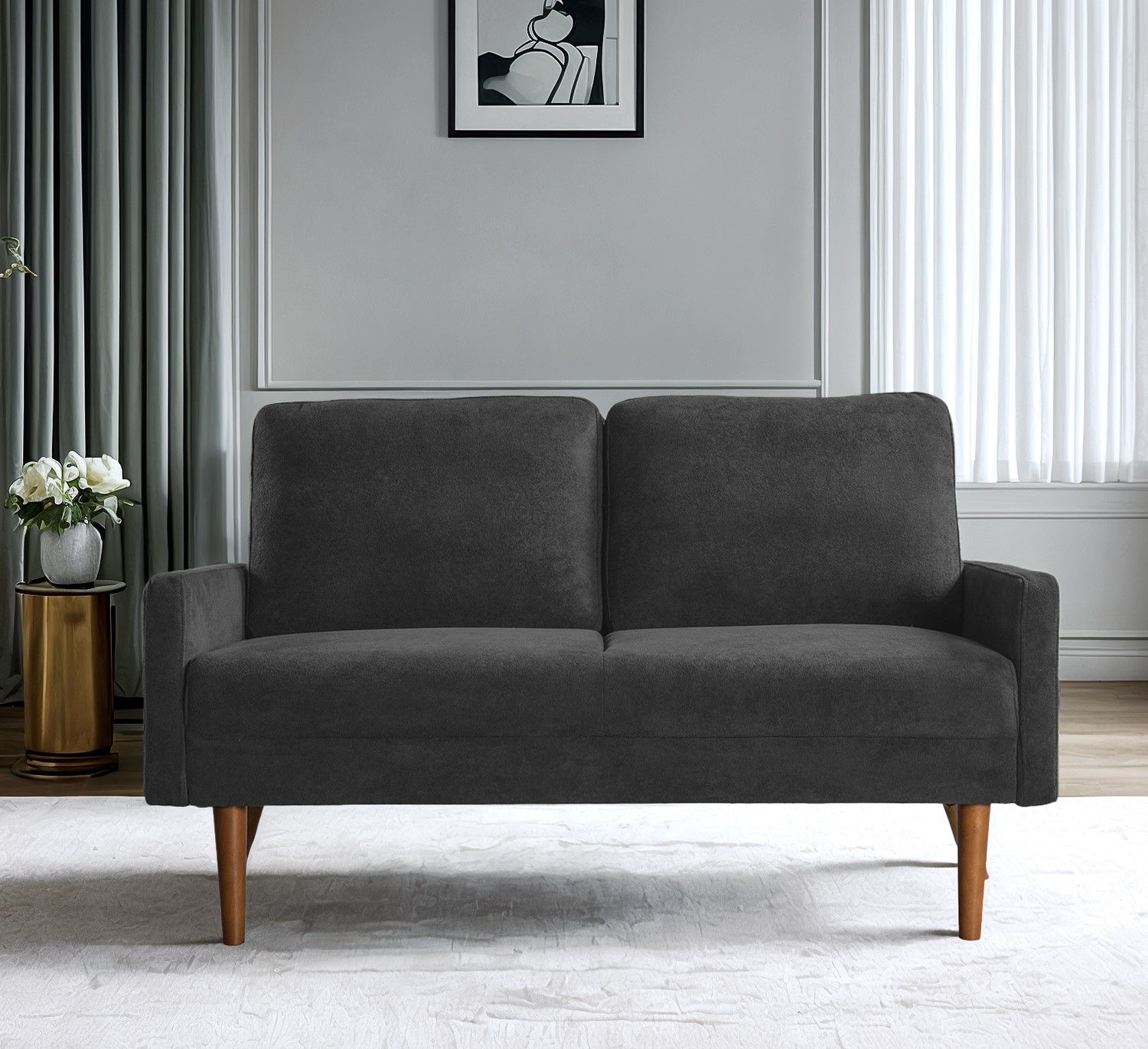 Loveseat Sofa, European Style With Sleek Design, Modern & Vintage Flair, Upholstered 2 Seater Couch - Best Buy Furniture