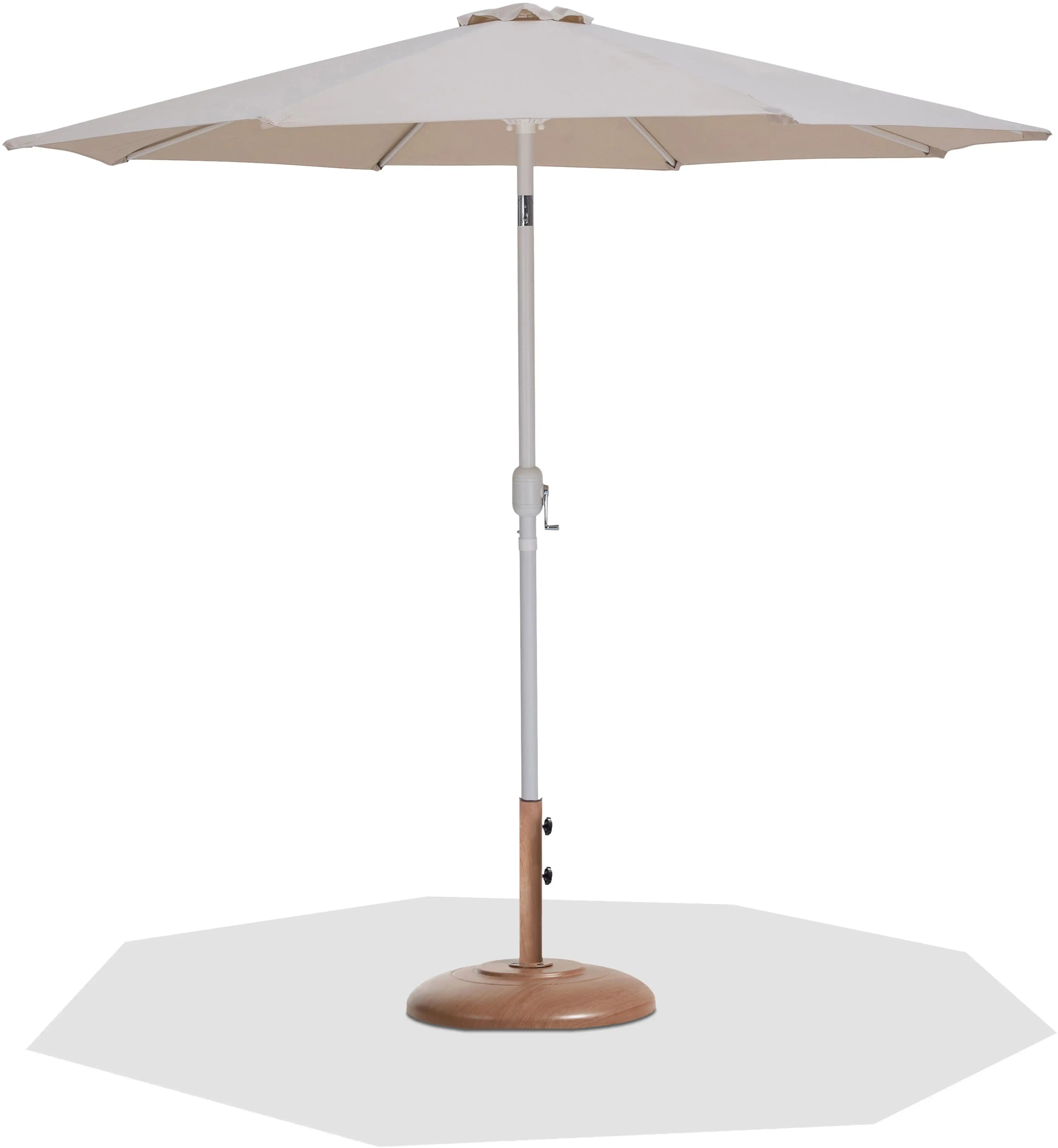 Fiji - Aluminum Patio Umbrella With Round Teak And White Base - Best Buy Furniture
