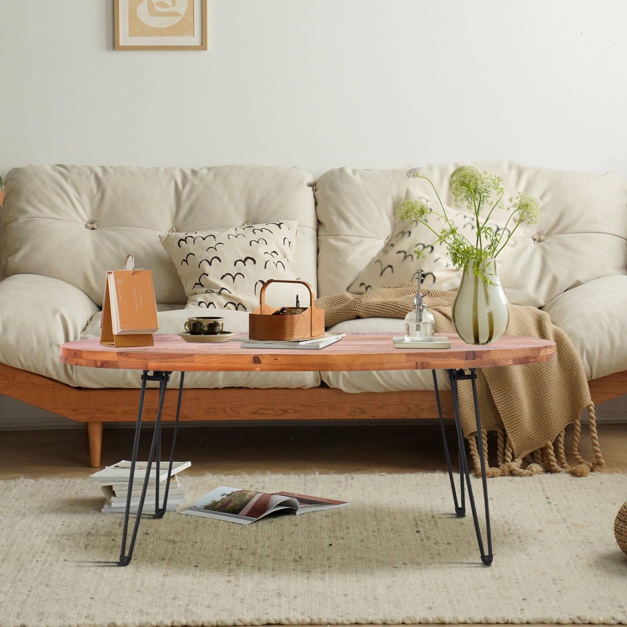 Oval Natural Reclaimed Wood Foldable Cocktail Table For Your Living Room - Natural - Best Buy Furniture