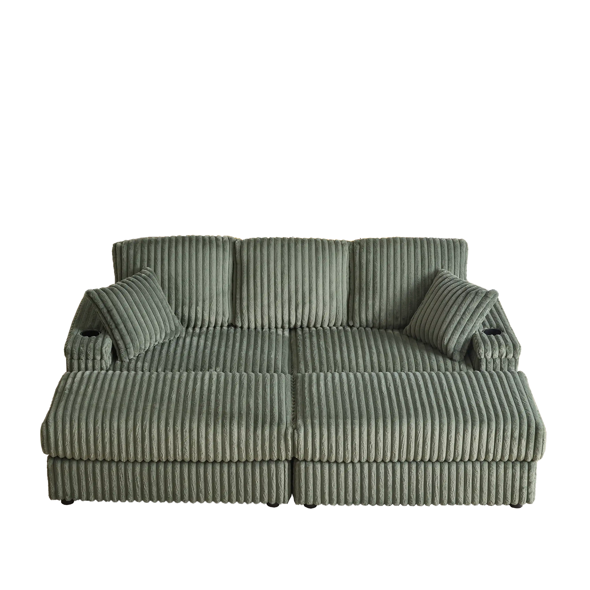 Xena Modern Corduroy Sofa With Cupholders with Storage And Ottomans - Best Buy Furniture