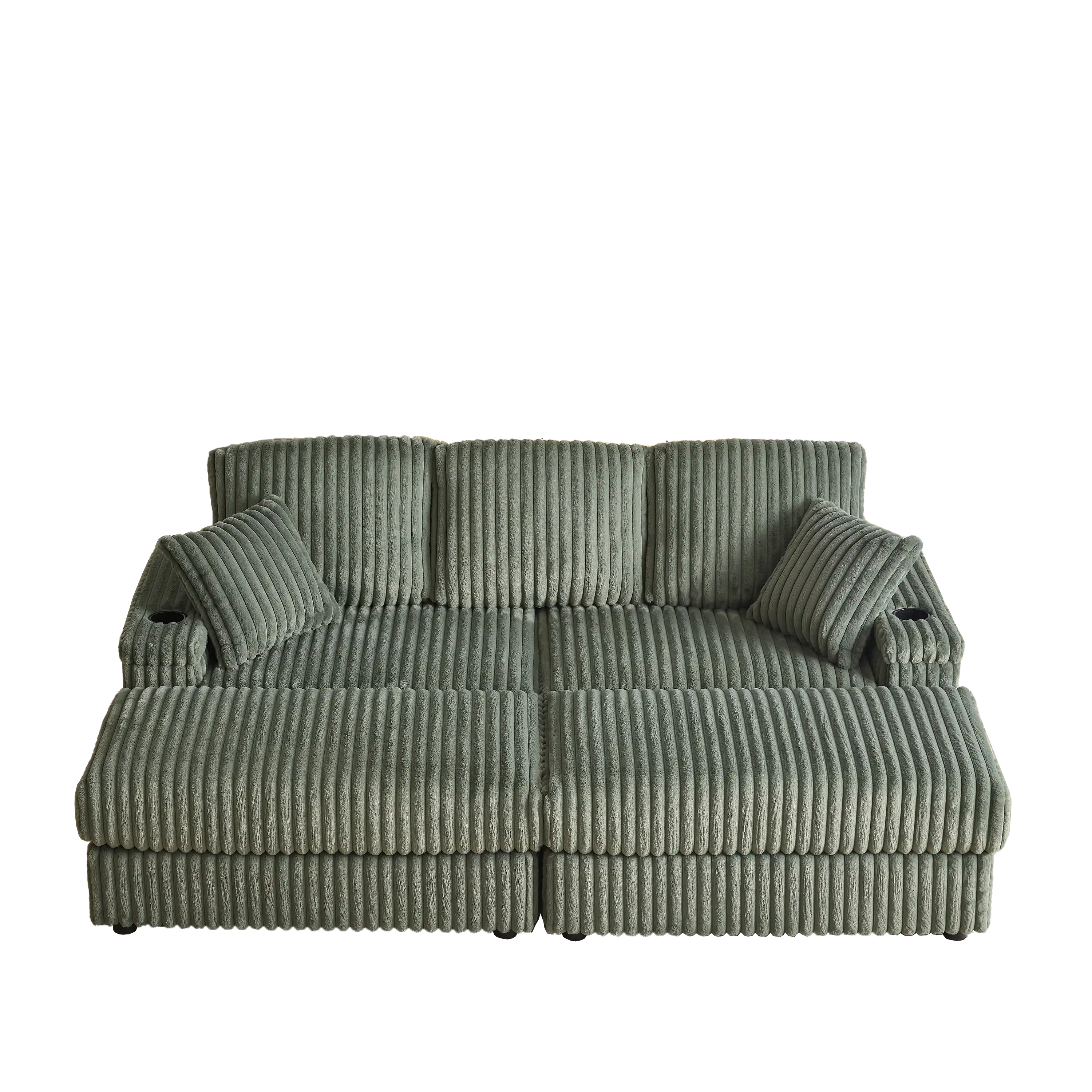 Xena Modern Corduroy Sofa With Cupholders with Storage And Ottomans - Best Buy Furniture