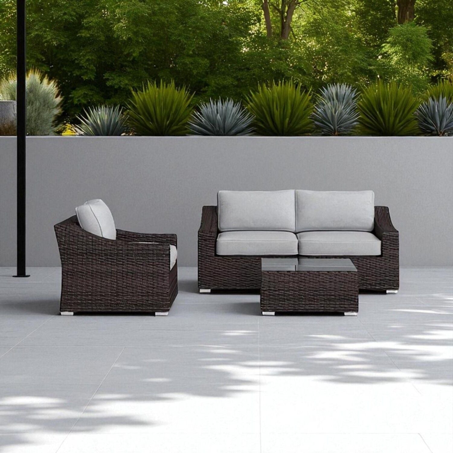 Outdoor Wicker Conversation Set With Cushions, All Weather - Best Buy Furniture