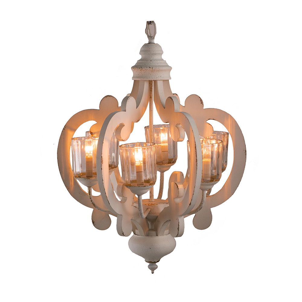 Farmhouse Chandelier, 6 Light Wood Chandelier Pendant Light Fixture With Adjustable Chain For Dining Room Living Room Entryway, Bulb Not Included - Best Buy Furniture