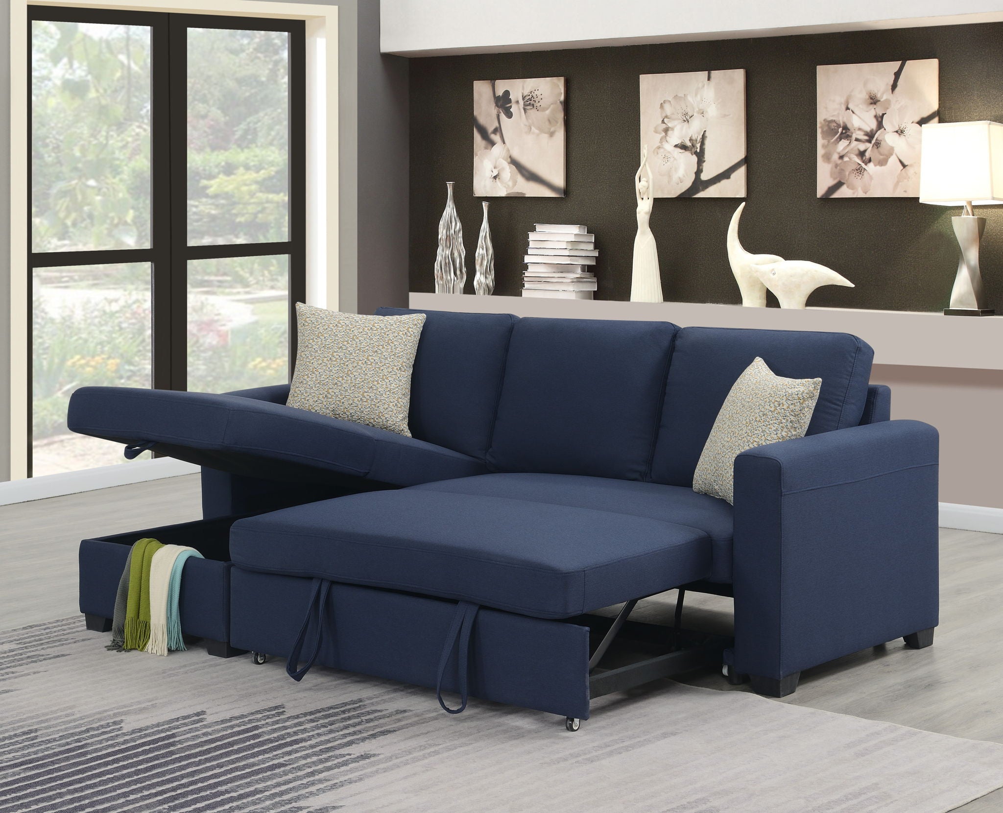 Pensole - Reversible Pop - Up Sleeper Sectional - Best Buy Furniture