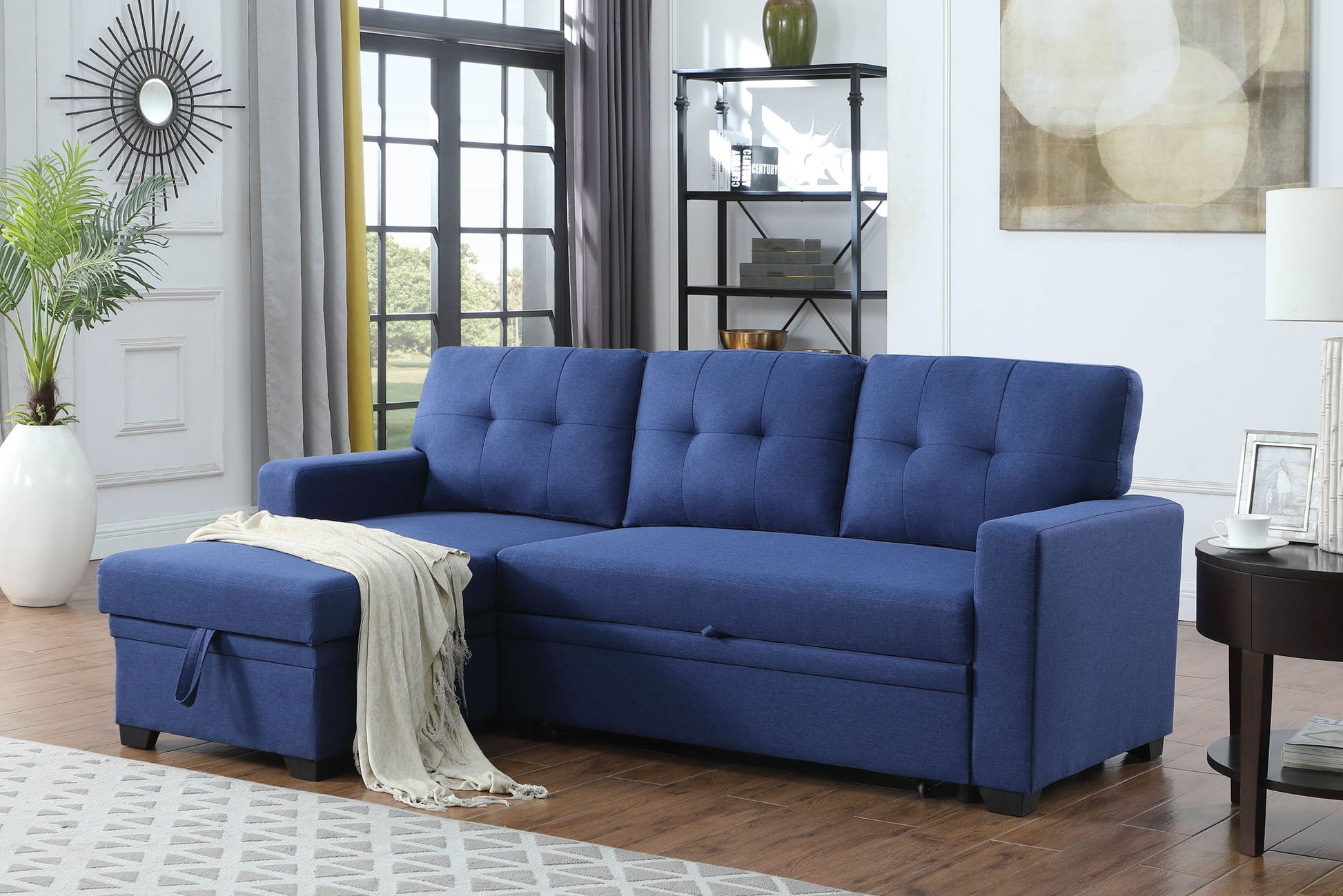 Upholstered Pull Out Sectional Sofa With Chaise - Best Buy Furniture
