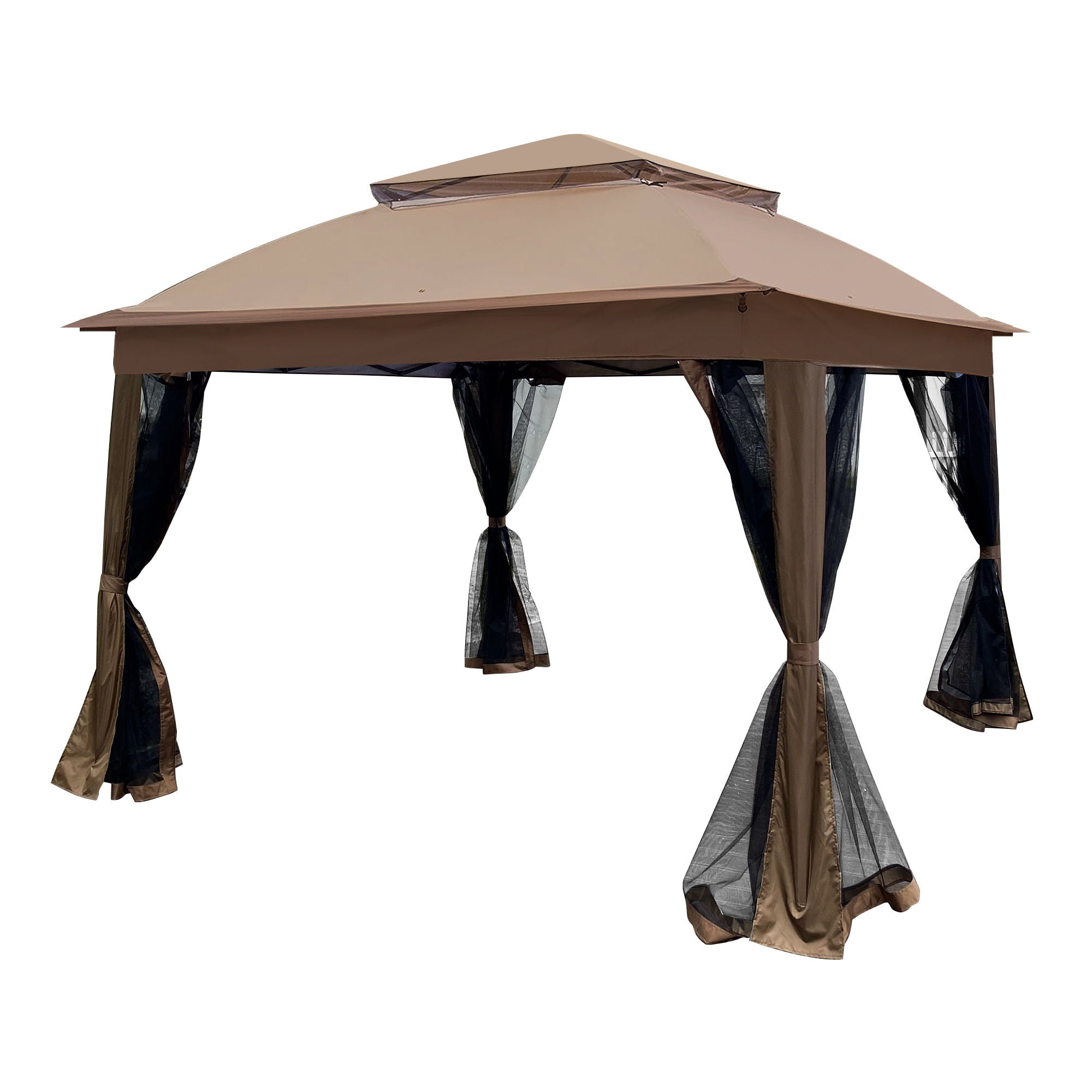 Outdoor Pop Up Gazebo Canopy With 2 Tier Soft Top And Removable Zipper Netting - Best Buy Furniture
