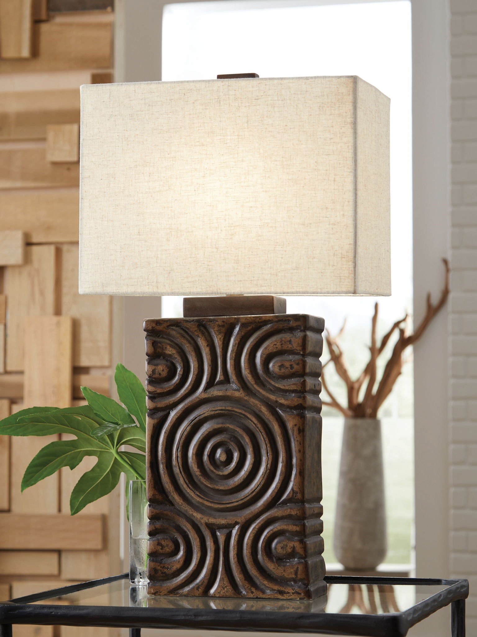 Heathbury - Paper Table Lamp - Antique Brown - Best Buy Furniture