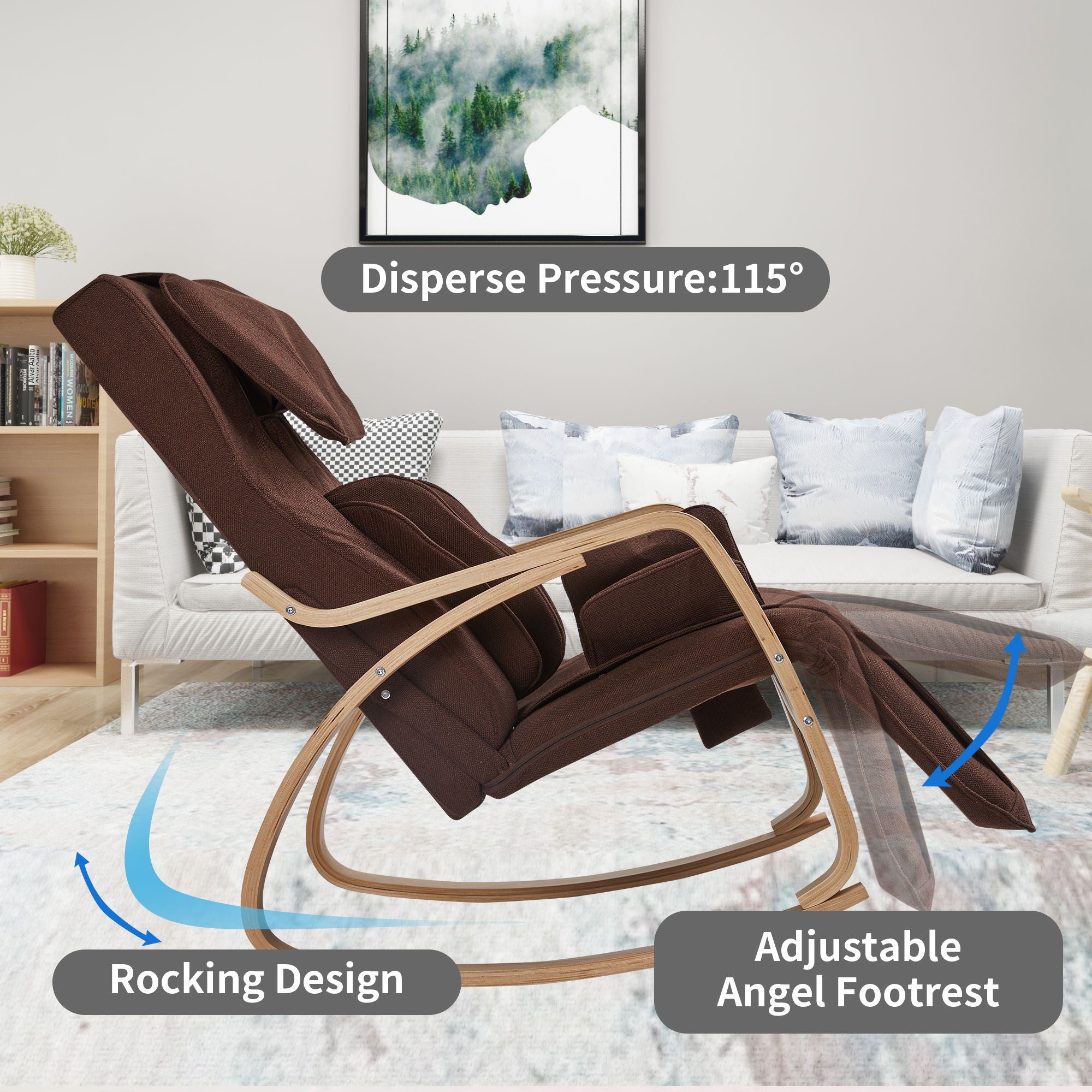 Full Massage Function Air Pressure Comfortable Relax Rocking Chair, Lounge Chair Relax Chair With Cushion - Brown - Best Buy Furniture