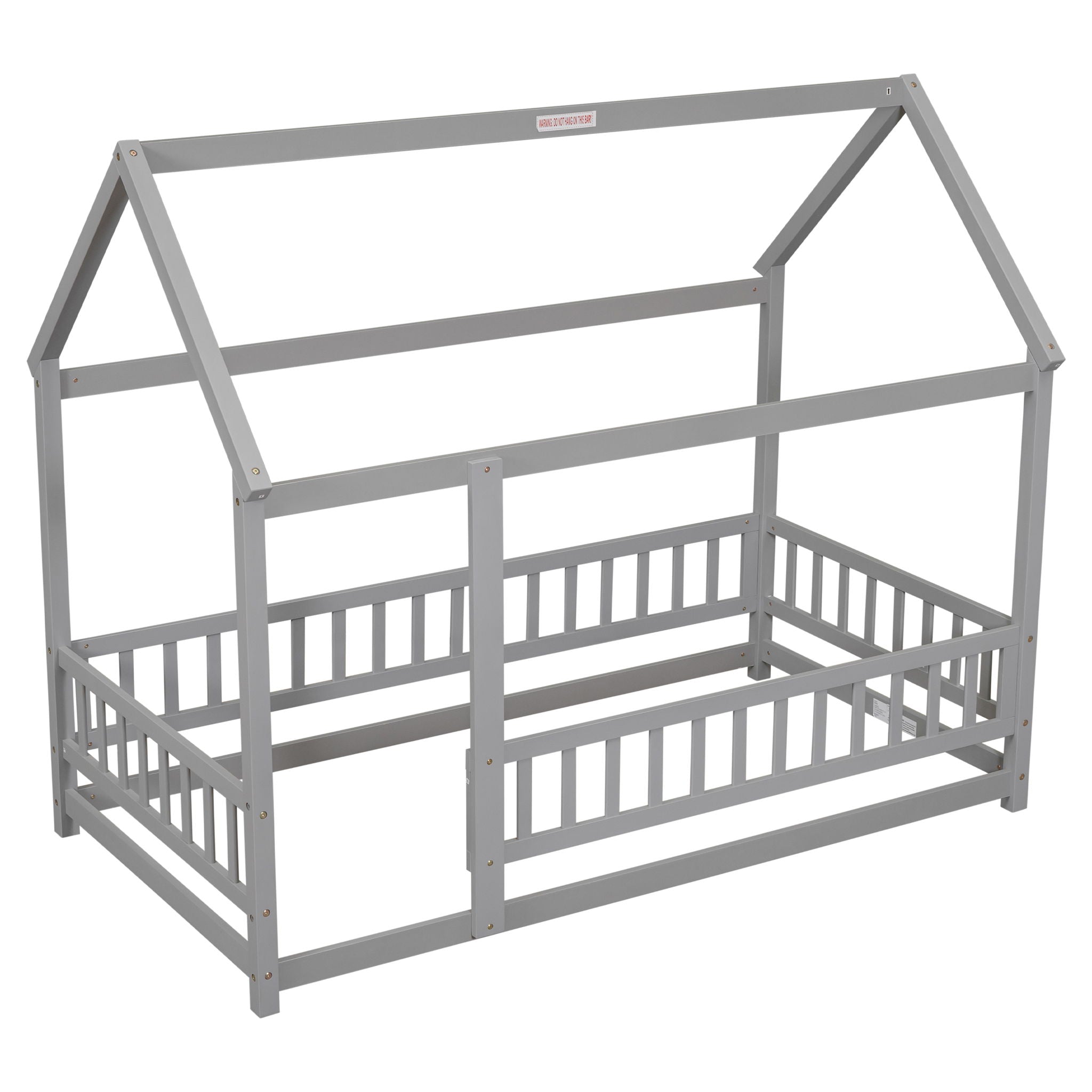 Floor Wooden Bed With House Roof Frame, Fence Guardrails - Best Buy Furniture