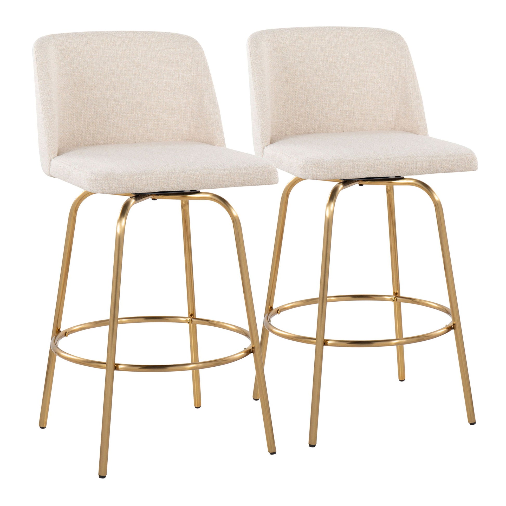 Toriano - Contemporary, Fixed Height Counter Stool With Swivel With Round Footrest (Set of 2) - Best Buy Furniture