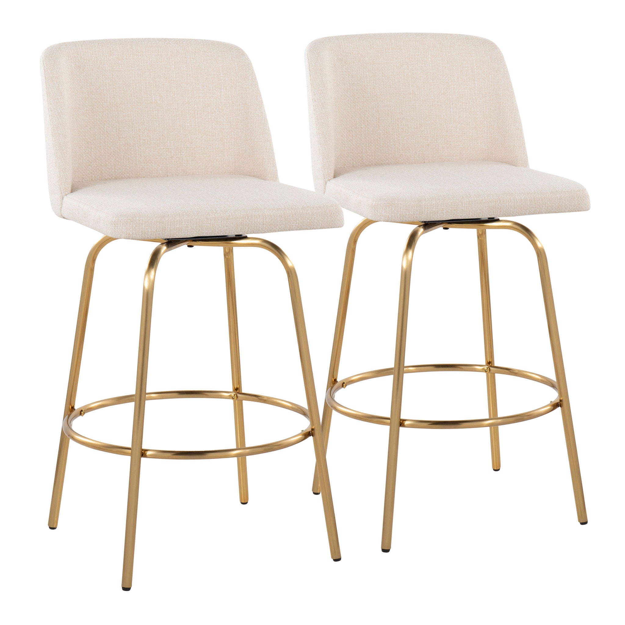 Toriano - Contemporary, Fixed Height Counter Stool With Swivel With Round Footrest (Set of 2) - Best Buy Furniture