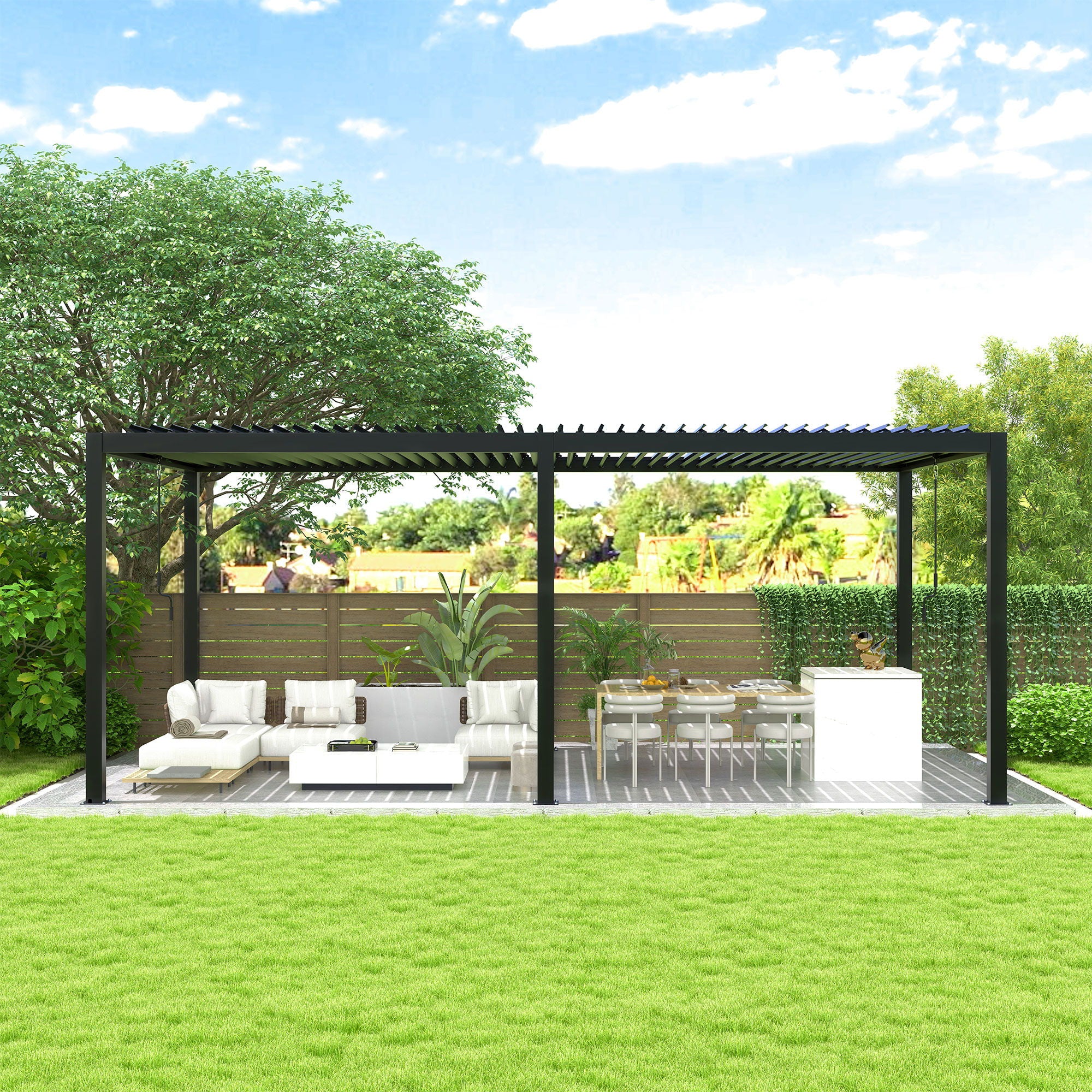 Louver Pergola Steel Louvers & Frame - Black - Best Buy Furniture