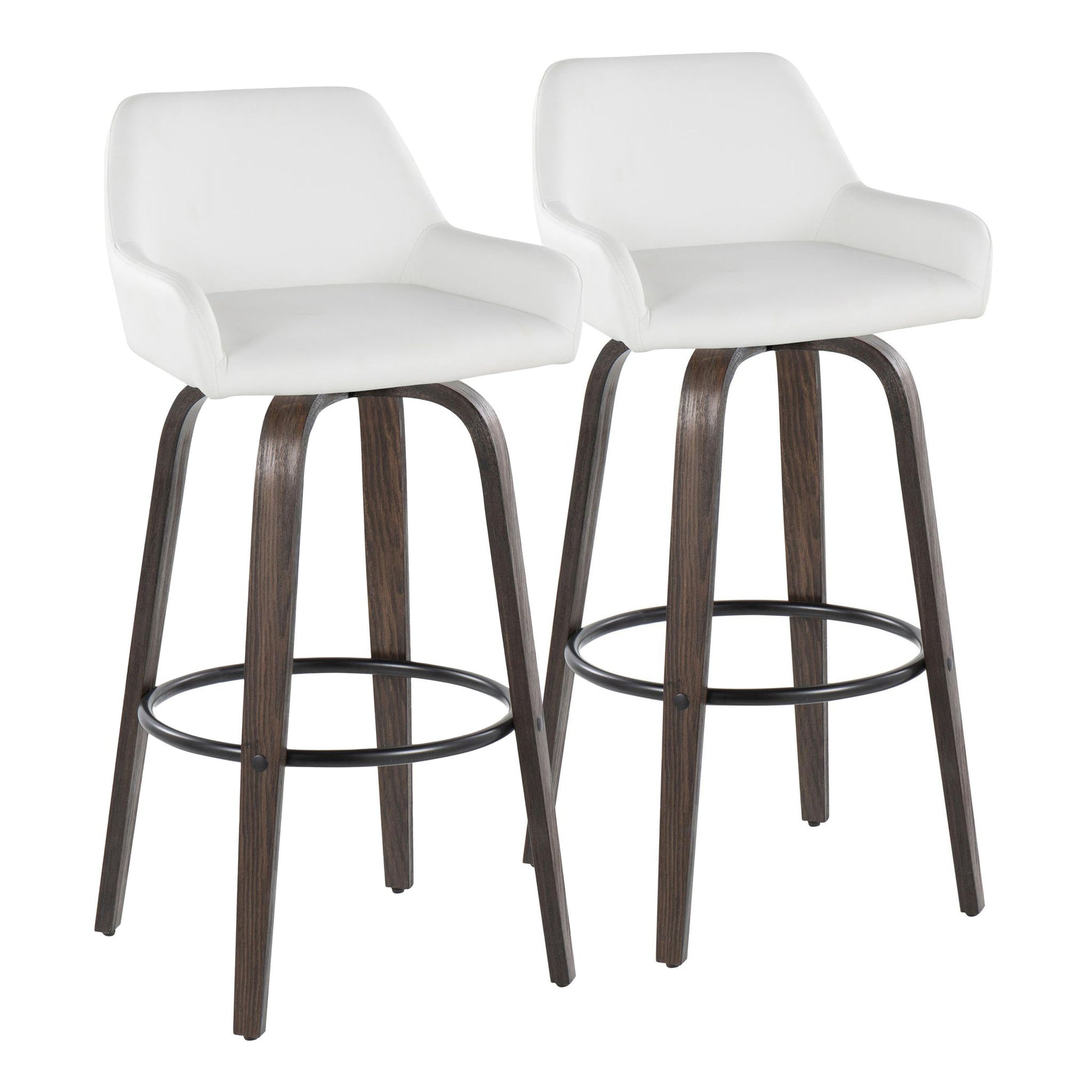 Daniella - Contemporary Fixed Height, Barstool With Swivel With Round Footrest (Set of 2) - Best Buy Furniture