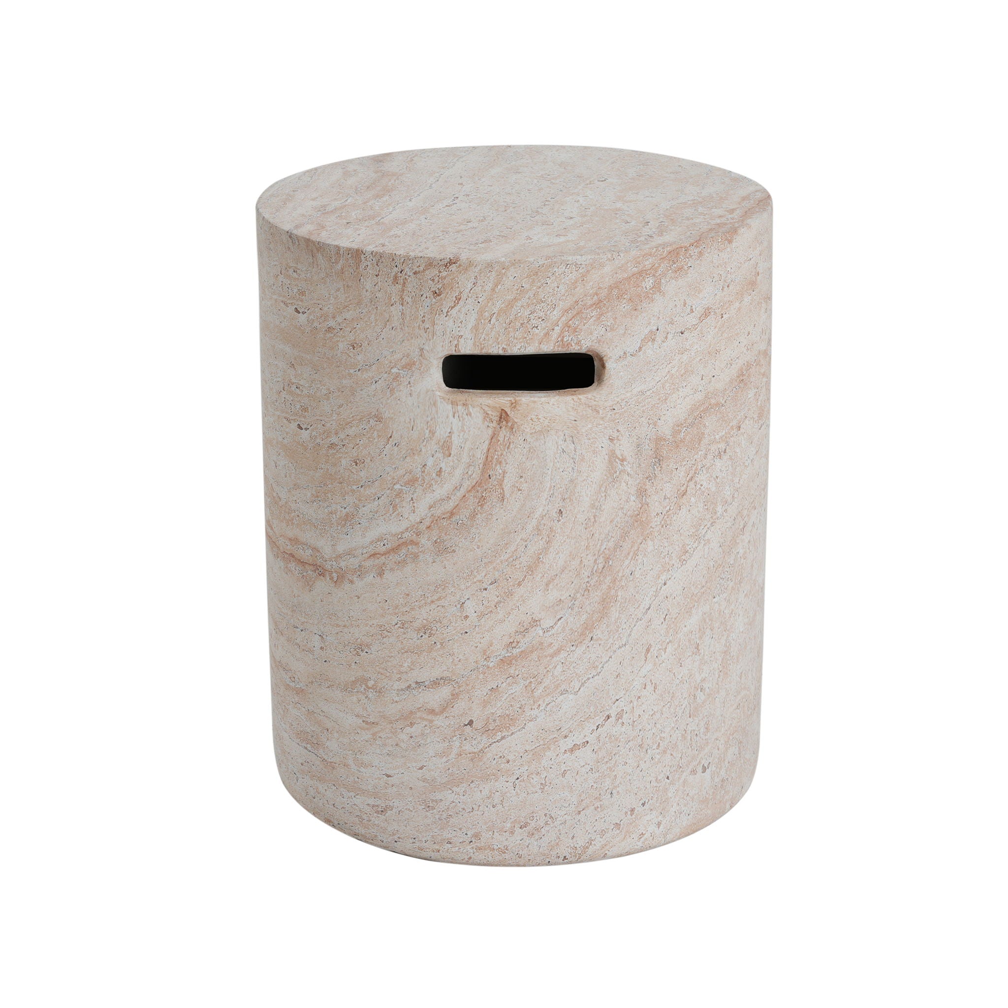 Modern Concrete Side Table With Travertine, Indoor / Outdoor Use - Beige - Best Buy Furniture