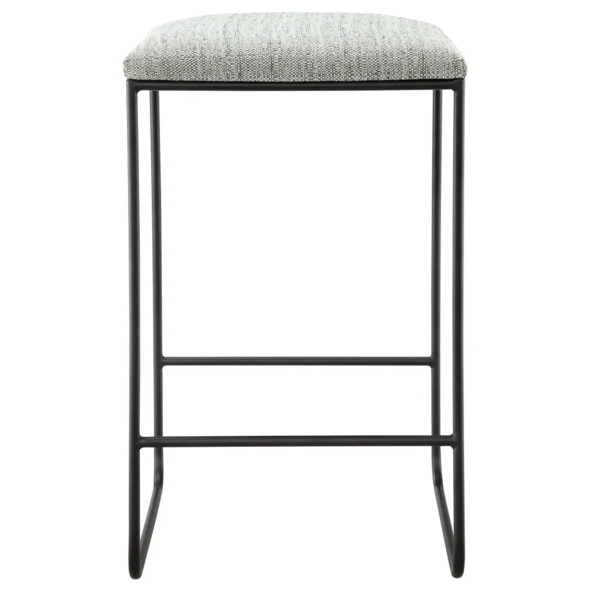 Counter Stool With Faux Linen Seat - Heathered Gray / Matte Black - Best Buy Furniture