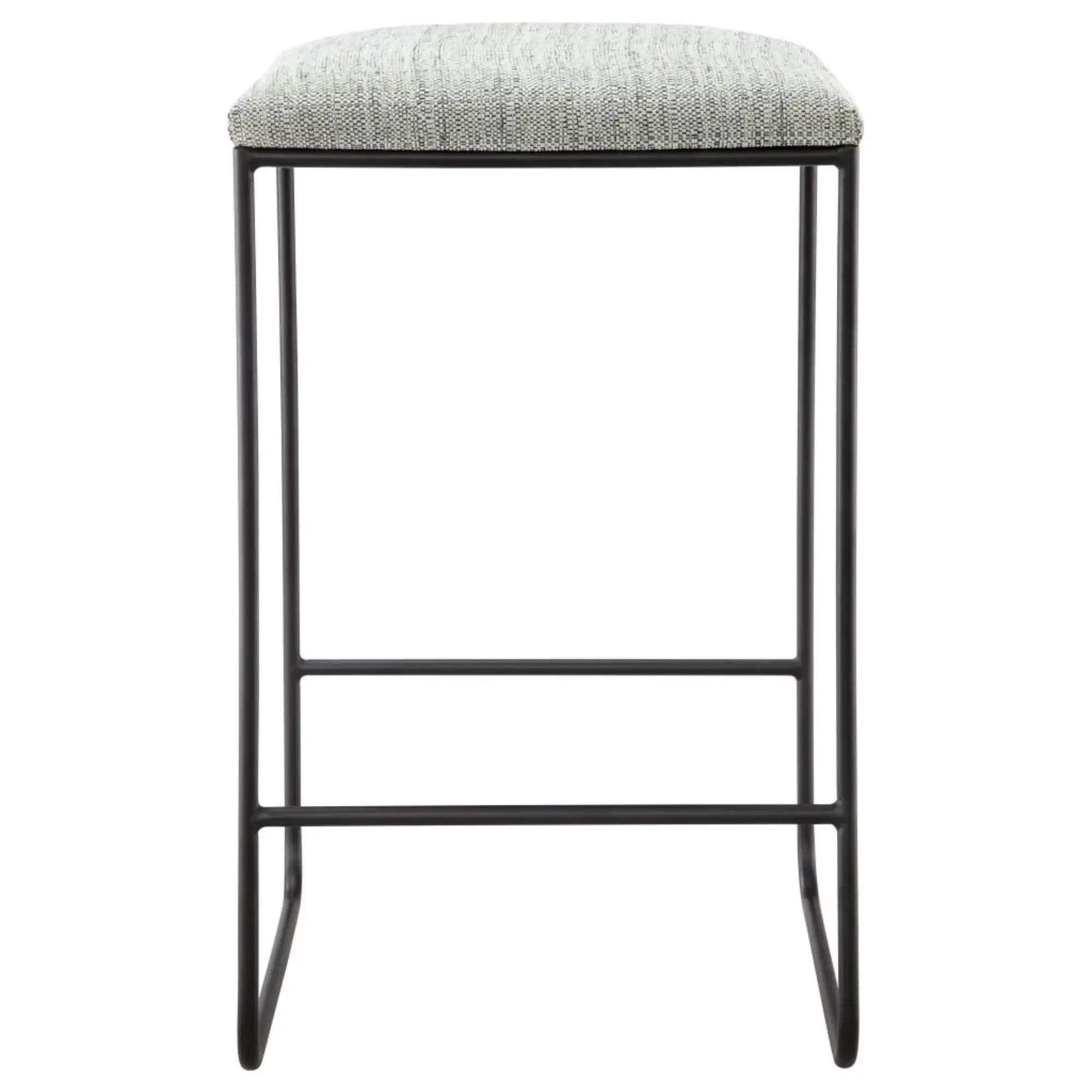 Counter Stool With Faux Linen Seat - Heathered Gray / Matte Black - Best Buy Furniture