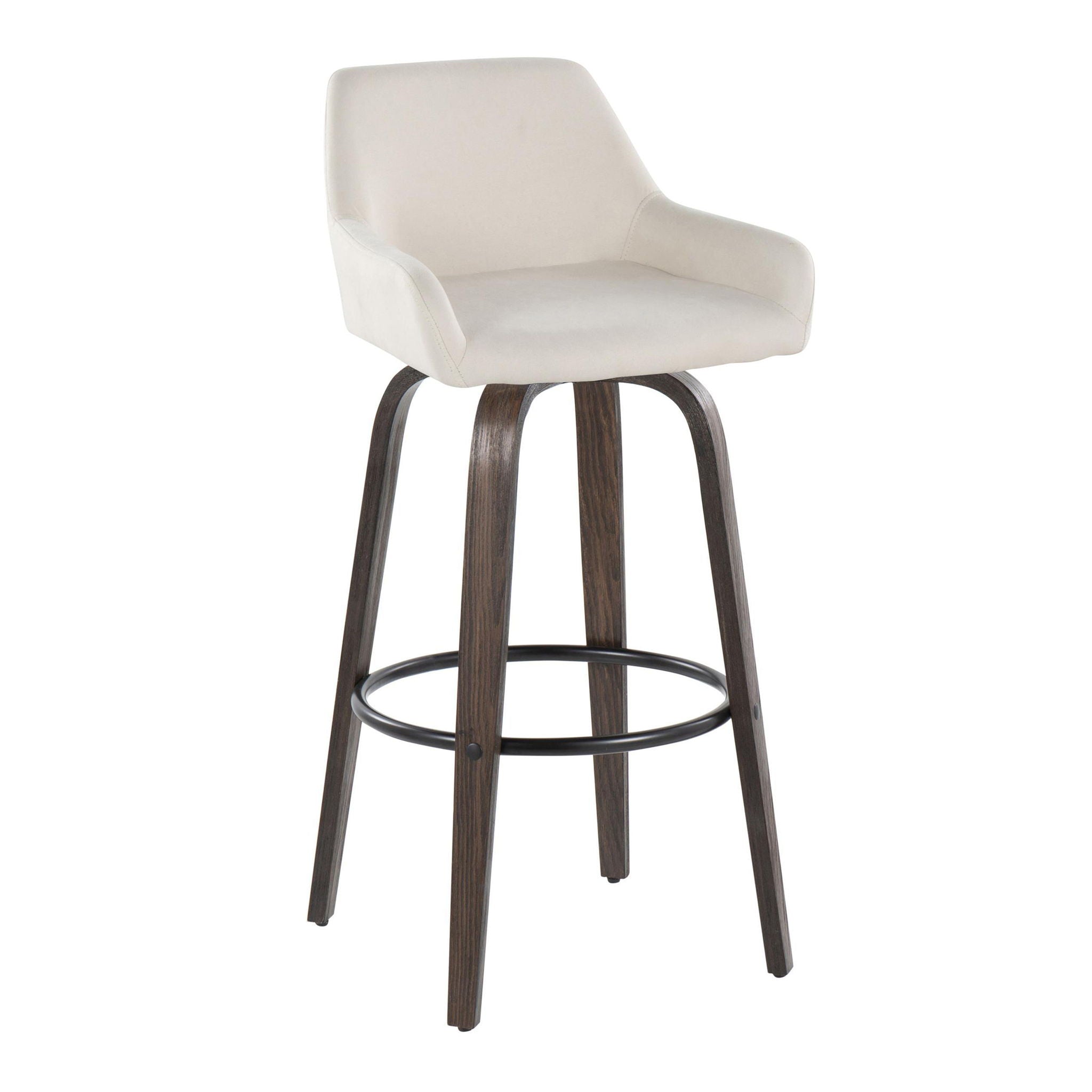 Daniella - Contemporary Fixed Height, Barstool With Swivel With Round Footrest (Set of 2) - Best Buy Furniture