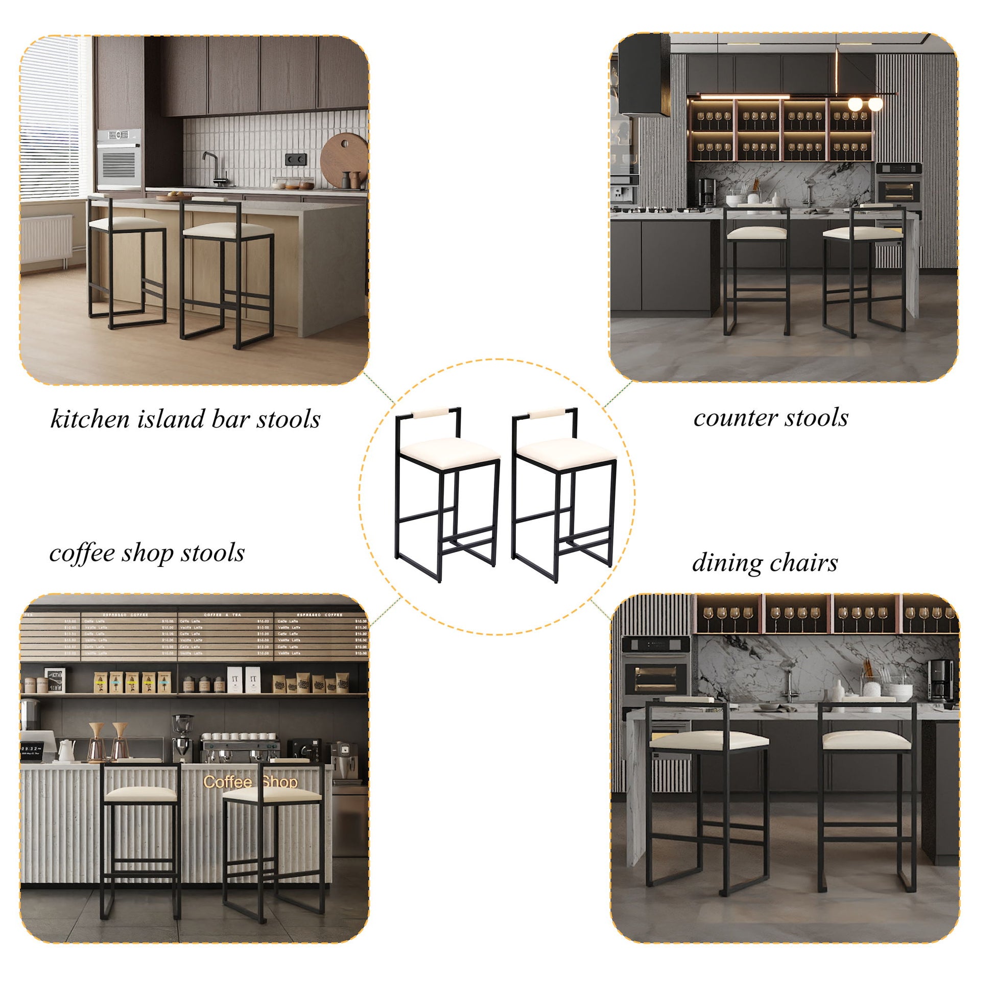 Elegant Bar Stool Set With Backrest And Footrest, Counter Height (Set of 2) - Best Buy Furniture