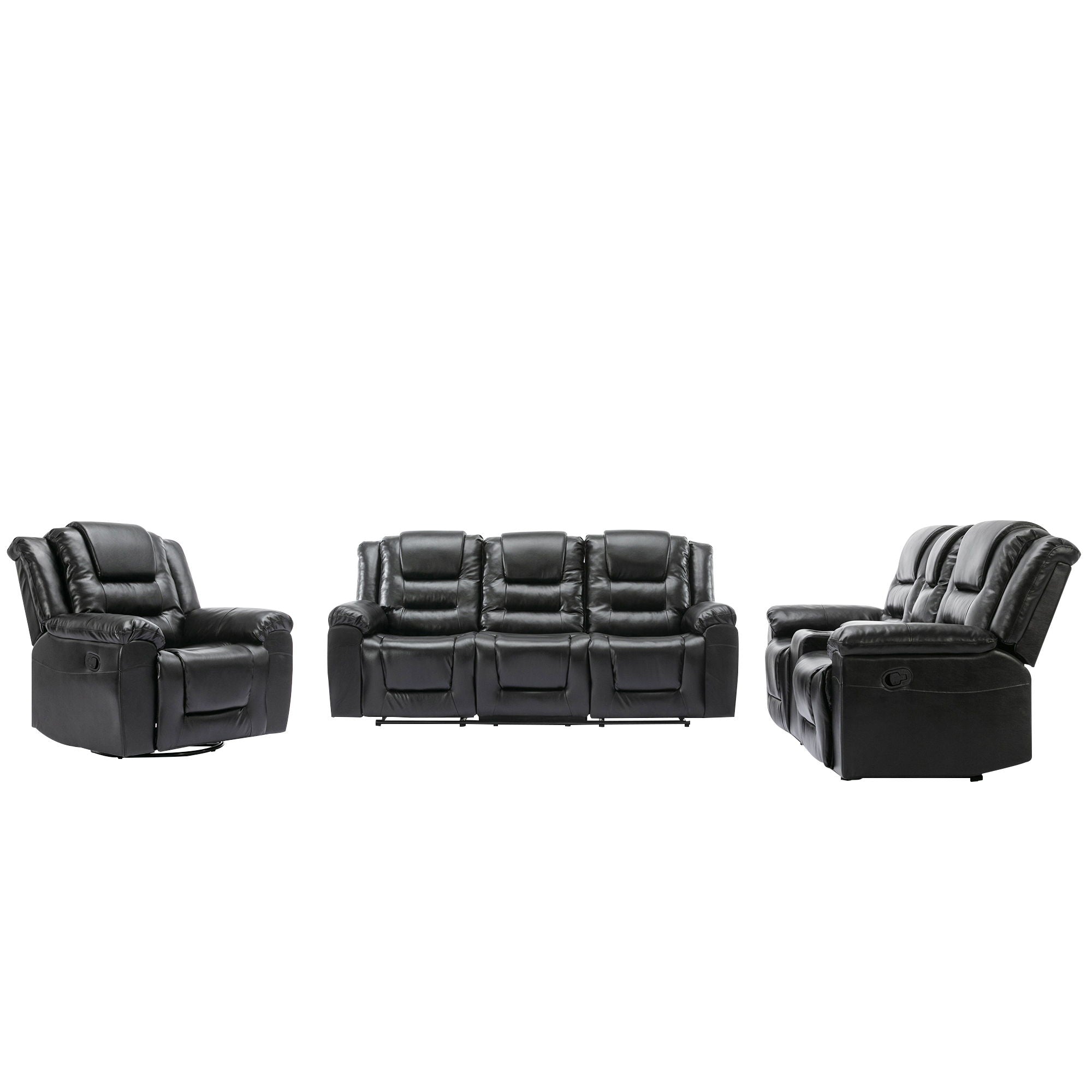 Home Theater Recliner Set Manual Recliner Chair With Wide Armrest, Two Built-In Cup Holders For Living Room - Best Buy Furniture