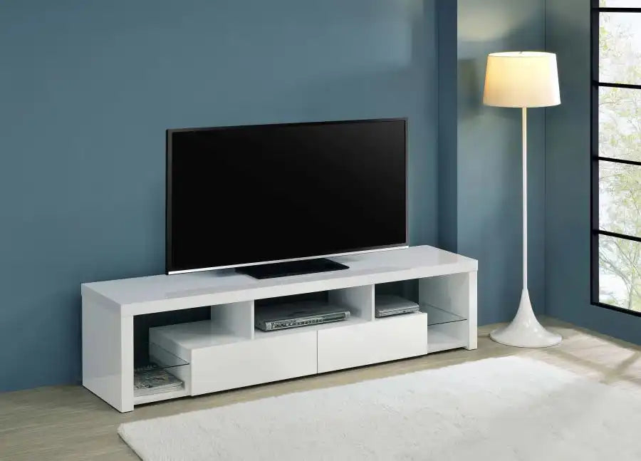 Jude - 2-Drawer Engineered Wood TV Stand - High Gloss White - Best Buy Furniture