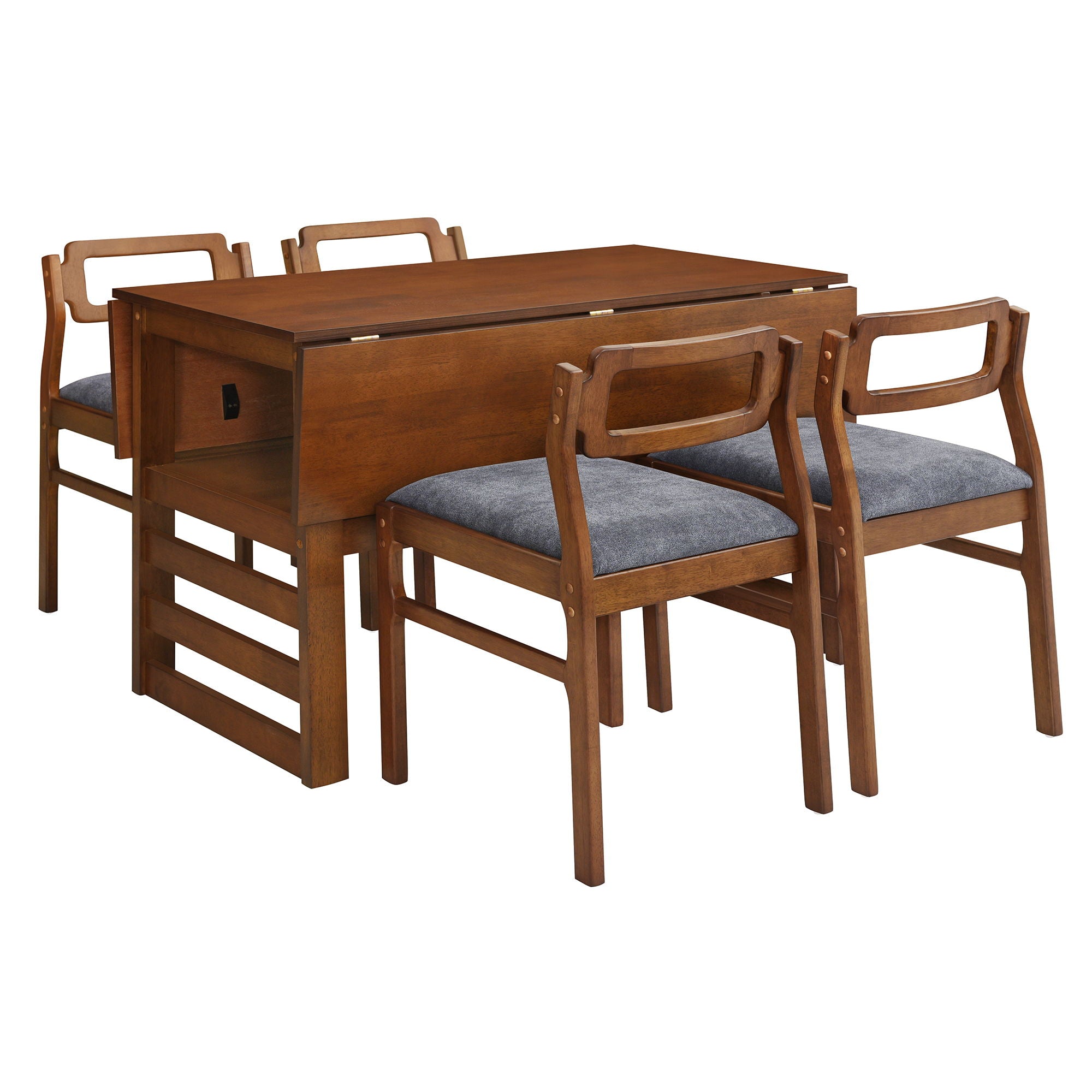 5 Piece Extendable Wood Square Dining Table Set With 2 Drop Leaves - Best Buy Furniture