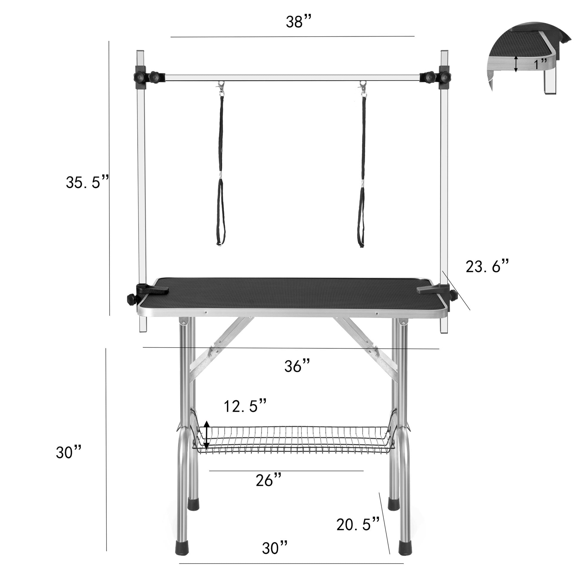 Professional Dog Pet Grooming Table Adjustable Heavy Duty Portable With Arm & Noose & Mesh Tray - Black - Best Buy Furniture