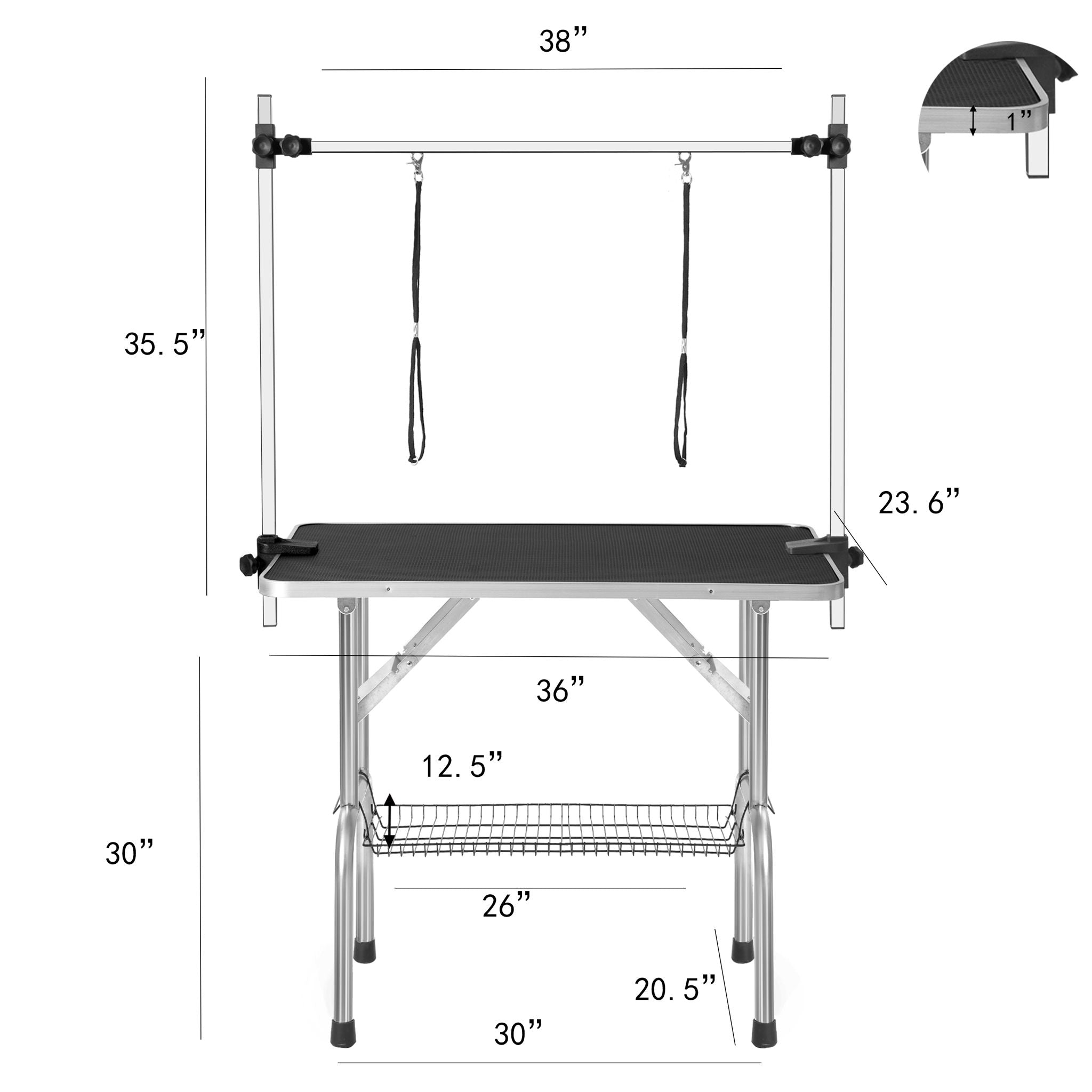 Professional Dog Pet Grooming Table Adjustable Heavy Duty Portable With Arm & Noose & Mesh Tray - Black - Best Buy Furniture