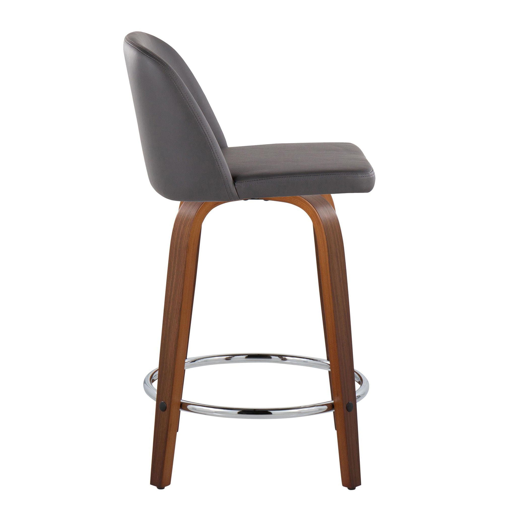 Toriano - Mid Century Modern Fixed Height Counter Stool With Swivel With Round Footrest (Set of 2) - Best Buy Furniture