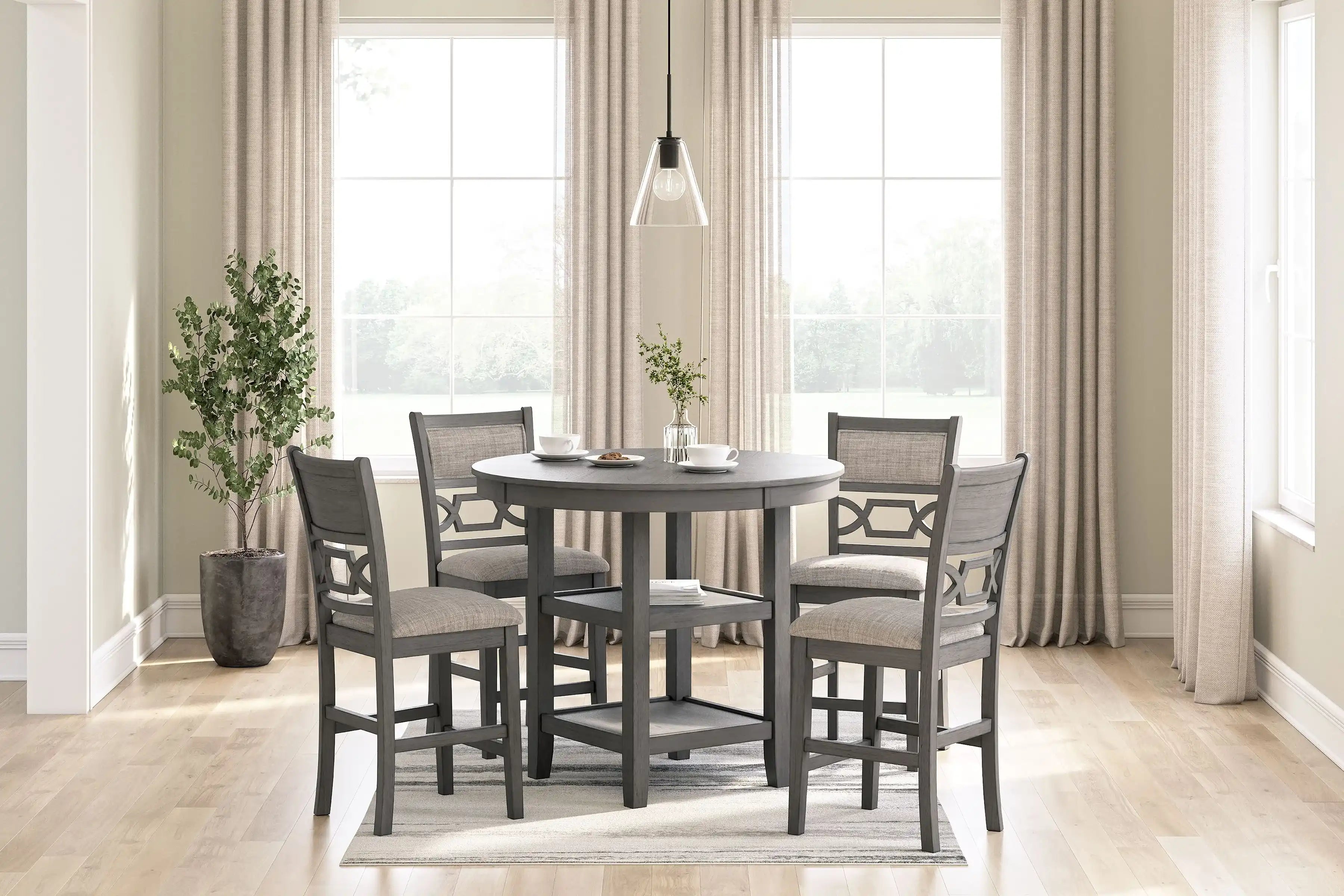 Wrenning - Drm Counter Table Set (Set of 5) - Gray - Best Buy Furniture