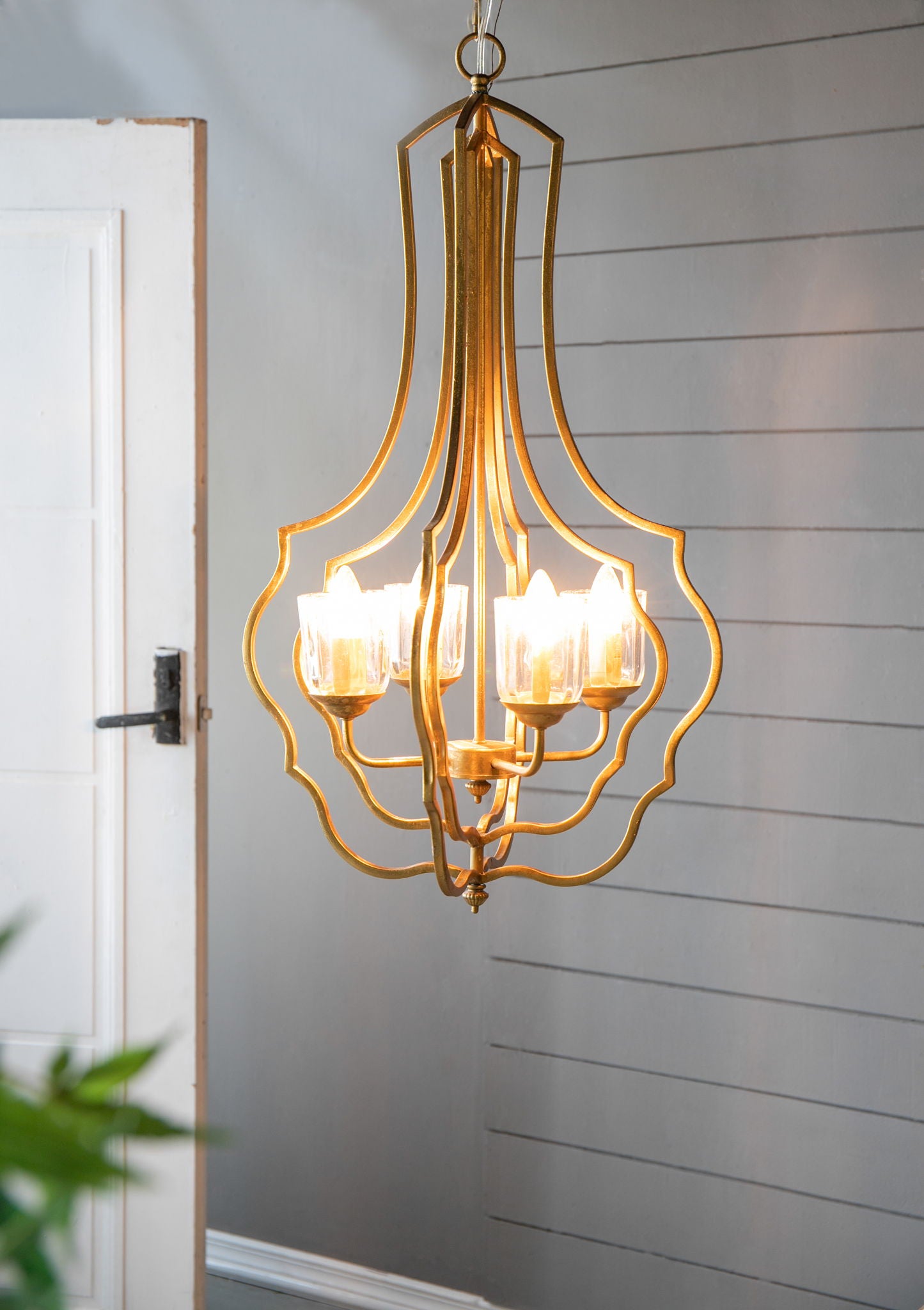 4 Light Metal Chandelier, Hanging Light Fixture With Adjustable Chain For Kitchen, Bulb Not Included - Gold - Best Buy Furniture