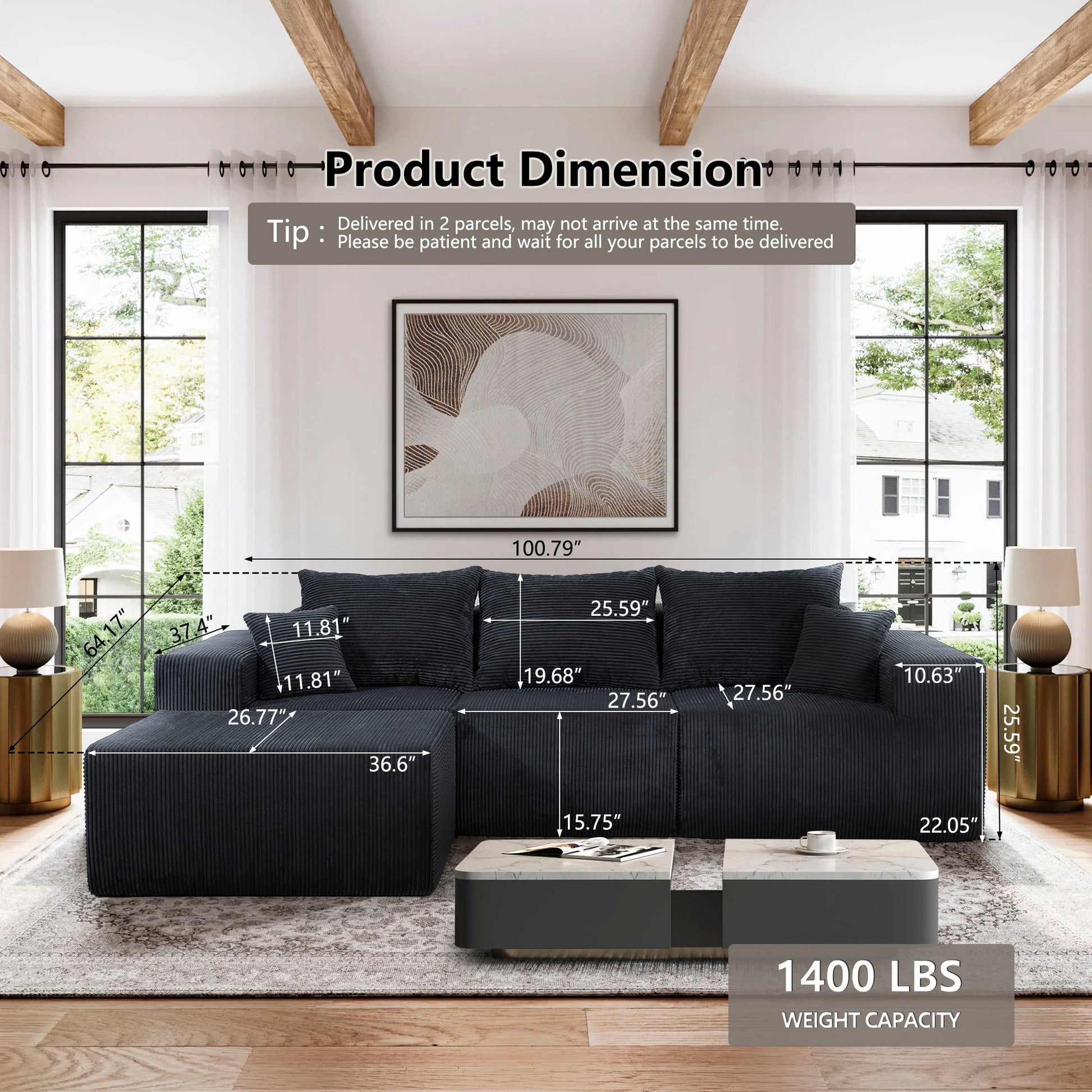 Modular Sectional Sofa, Convertible Couch With Chaise Corduroy - Best Buy Furniture