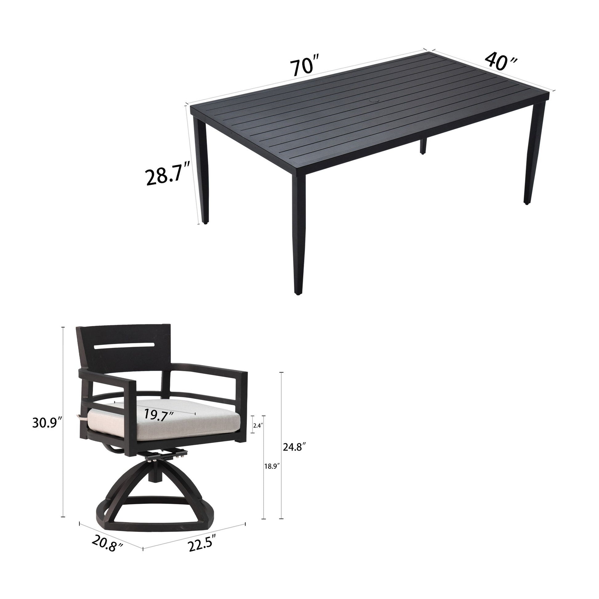 Outdoor Modern Dining Set, Chairs Sunbrella Cushioned And Dining Table With Umbrella Hole - Best Buy Furniture