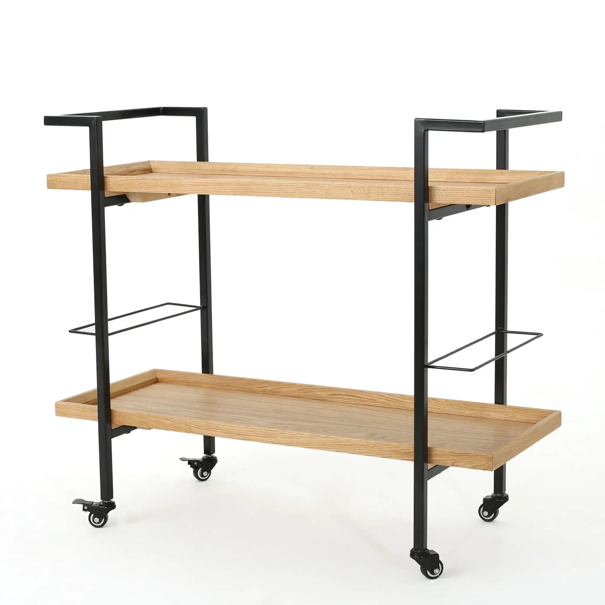 Modern Industrial Bar Cart With Shelving And Casters - Best Buy Furniture