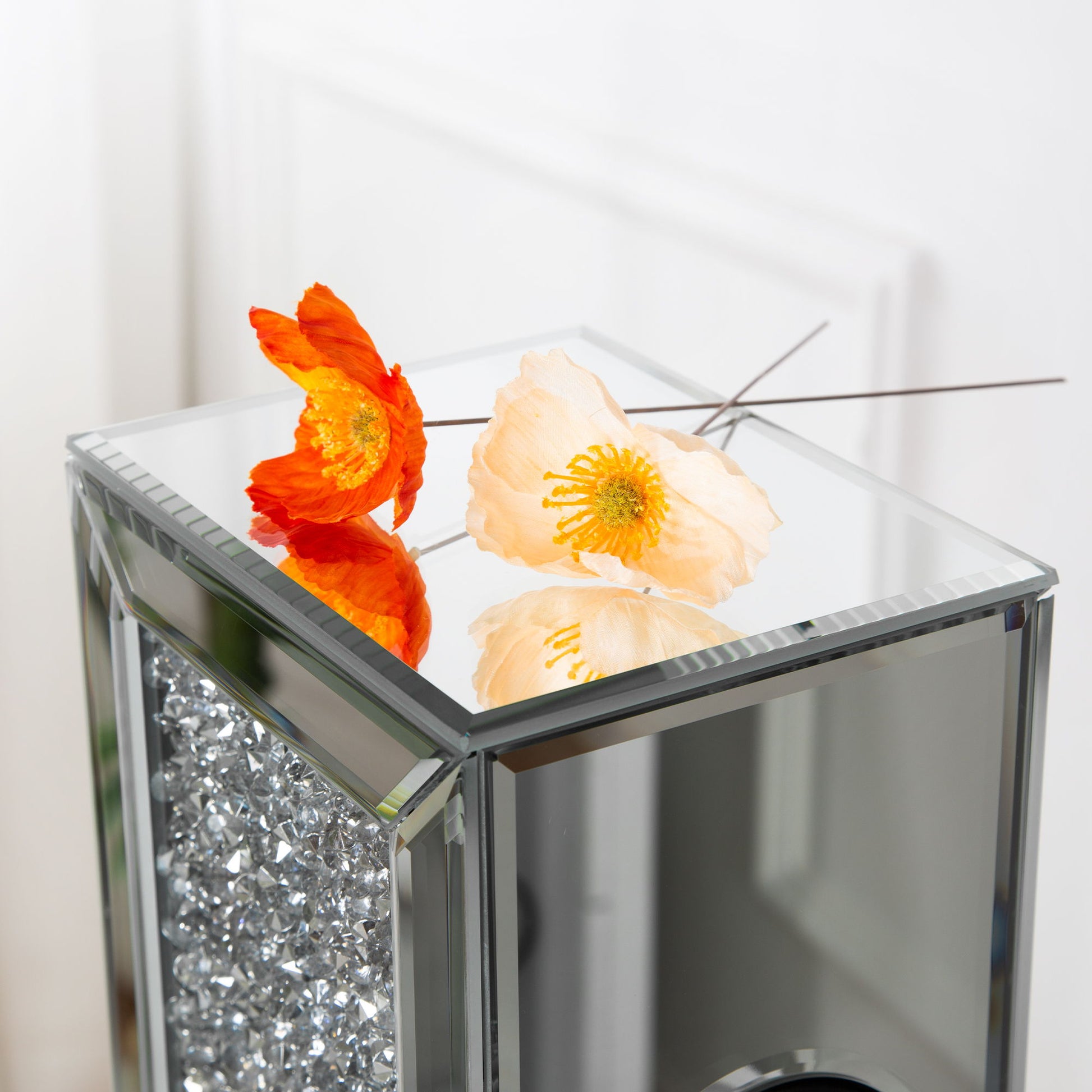 Crushed Diamond Floating Mirrored Wine Bottle Holder - Silver - Best Buy Furniture