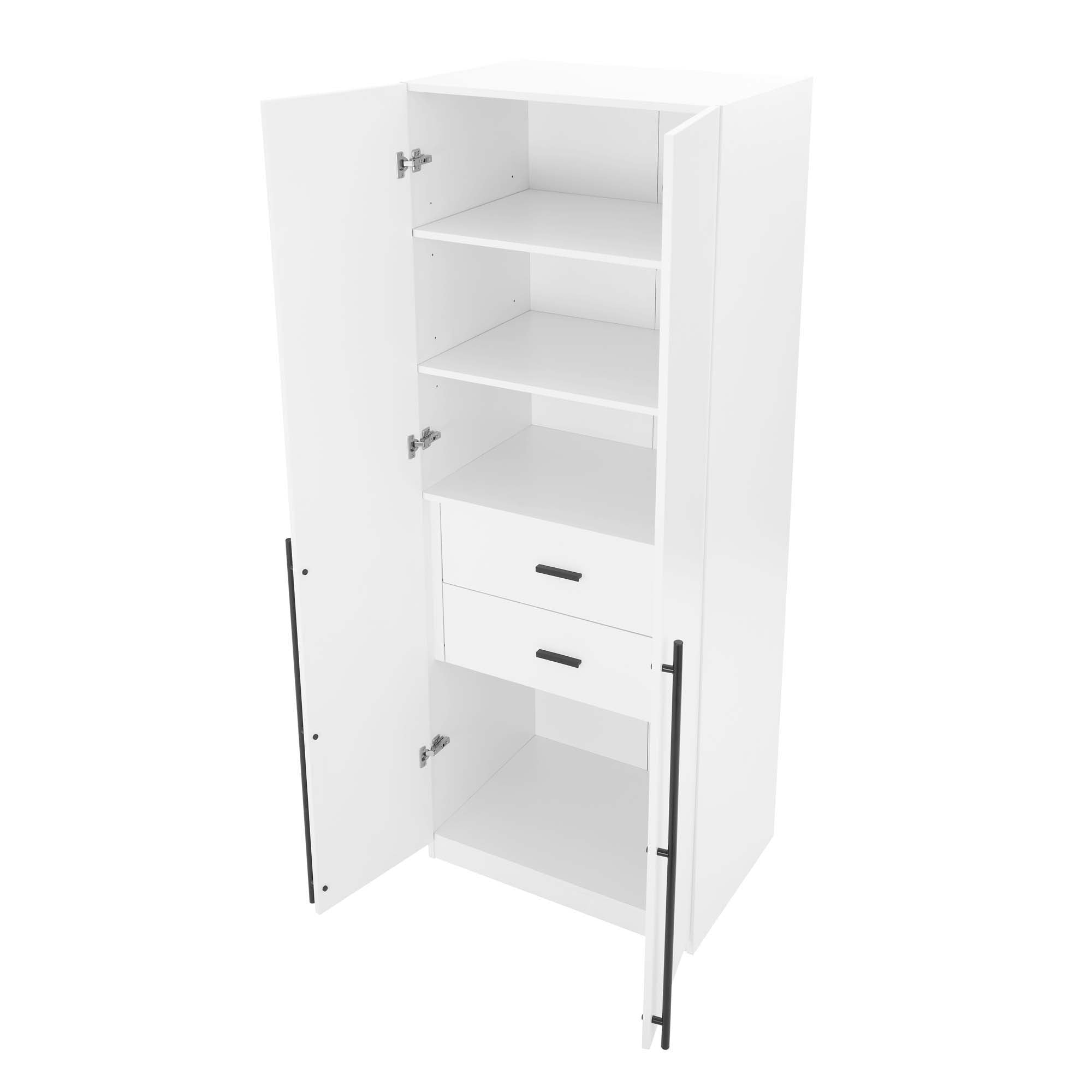 Lee - Free Standing Wardrobe Closet With Drawers And Shelves